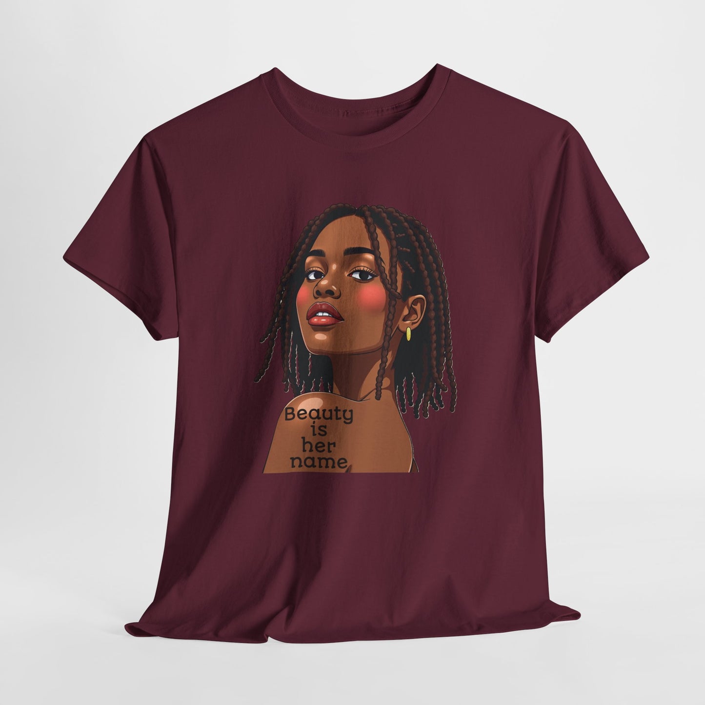 Beauty is Her Name Tee Casual Wear Gift for Locs Lovers Afro Hair Black American African Girl T-shirt
