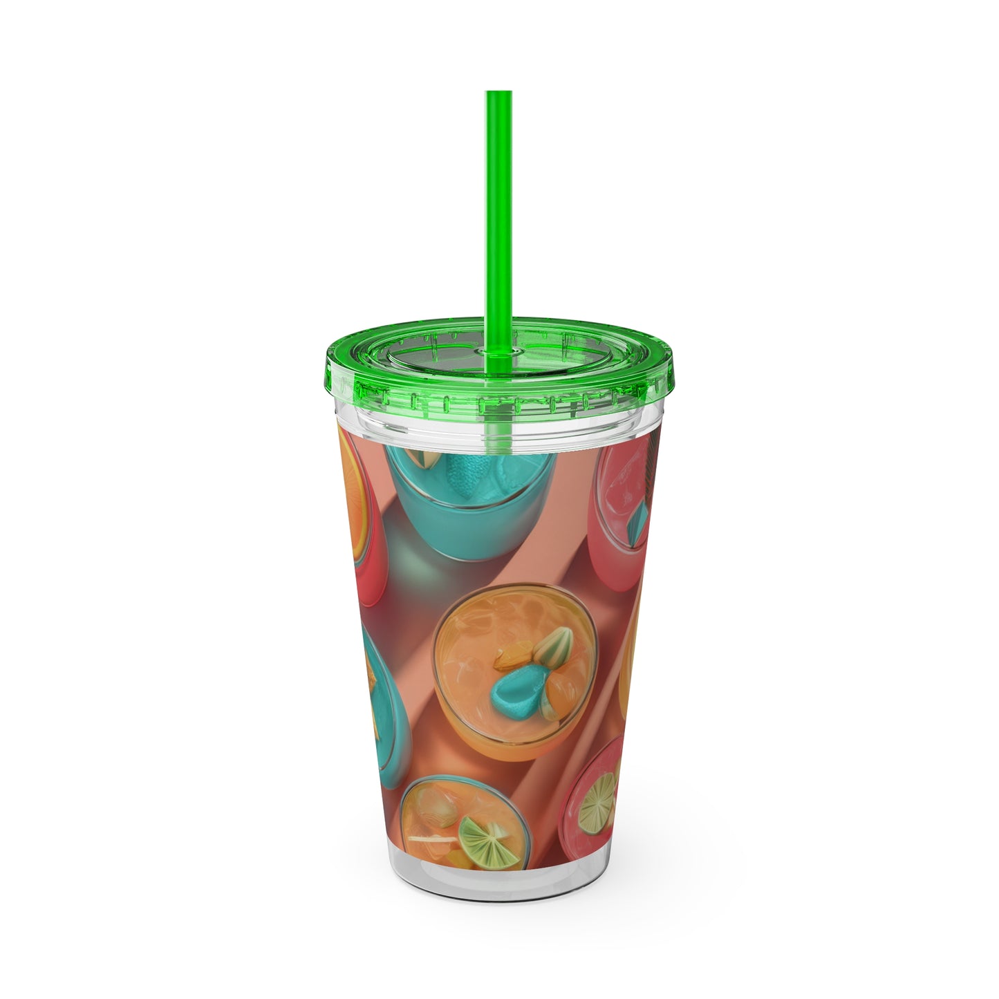 Colorful Sunsplash Tumbler with Straw, Drinkware for Summer, Travel Mug, Gift for Beach Lovers, Reusable Cup, Hydration Essential