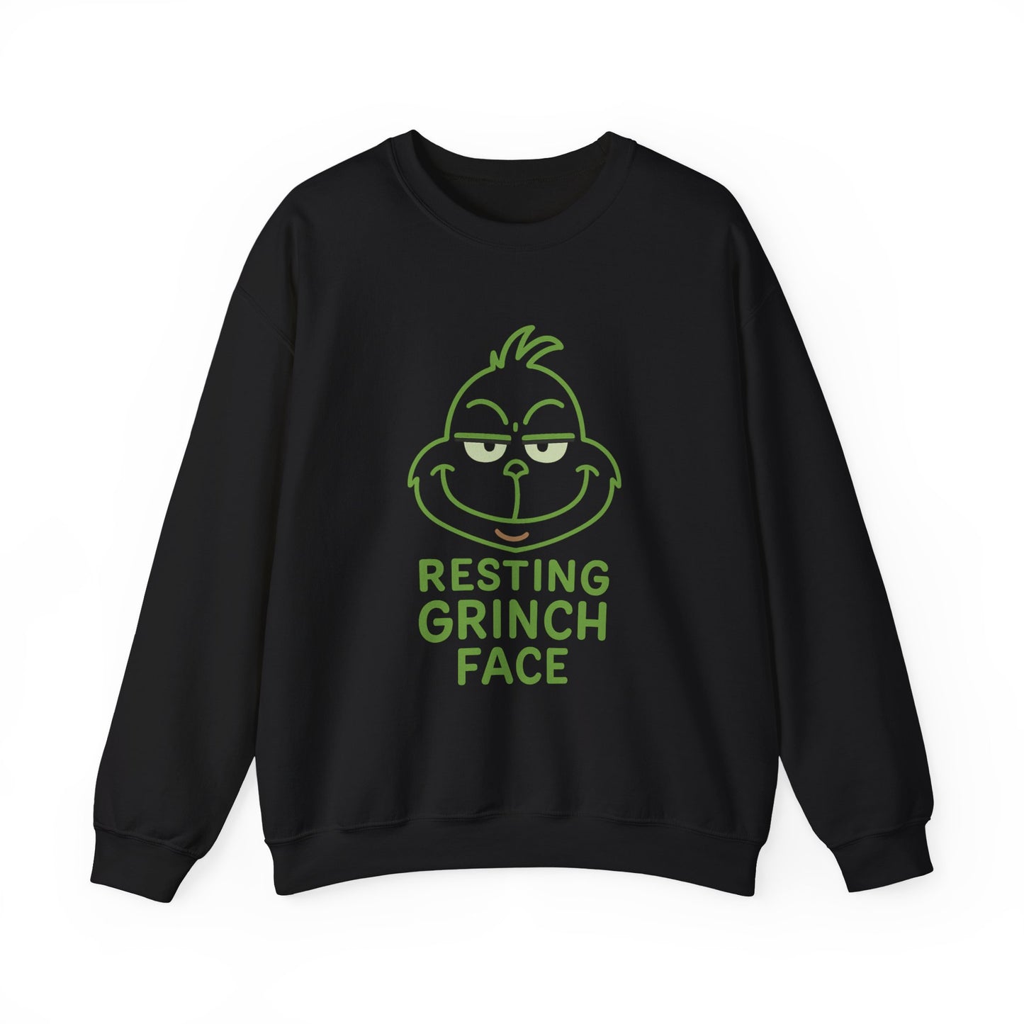 Resting Grinch Face Sweatshirt, Cozy Holiday Crewneck for Christmas, Funny Gift for Grinch Lovers, Winter Wardrobe Essential, Kids & Adults