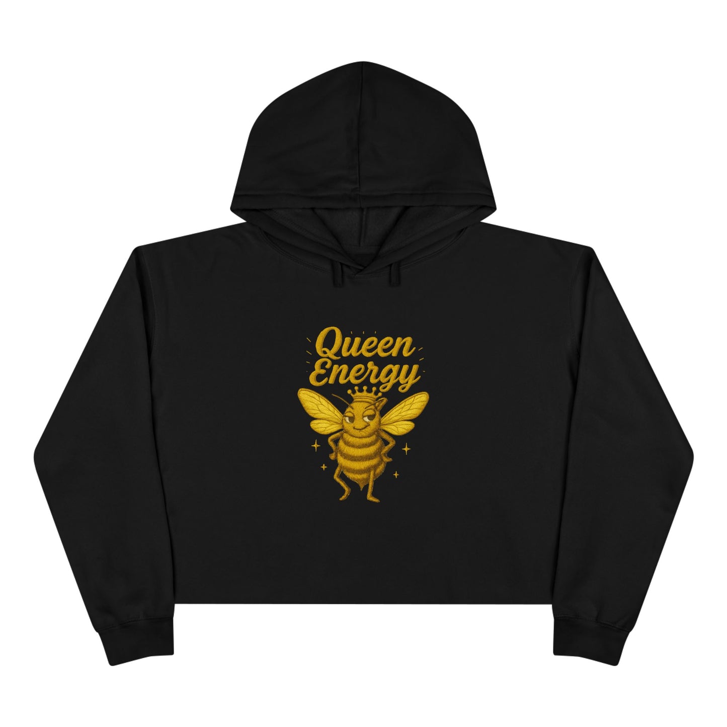 Queen Energy Crop Hoodie, Empowering Streetwear, Bee Inspired Apparel, Perfect for Gifts, Fashion Forward, Casual Style