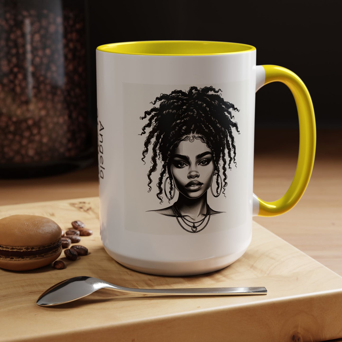 Messy Bun Personalized Coffee Mug, Gift for Coffee Lovers, Afro Hair Black American African Girl