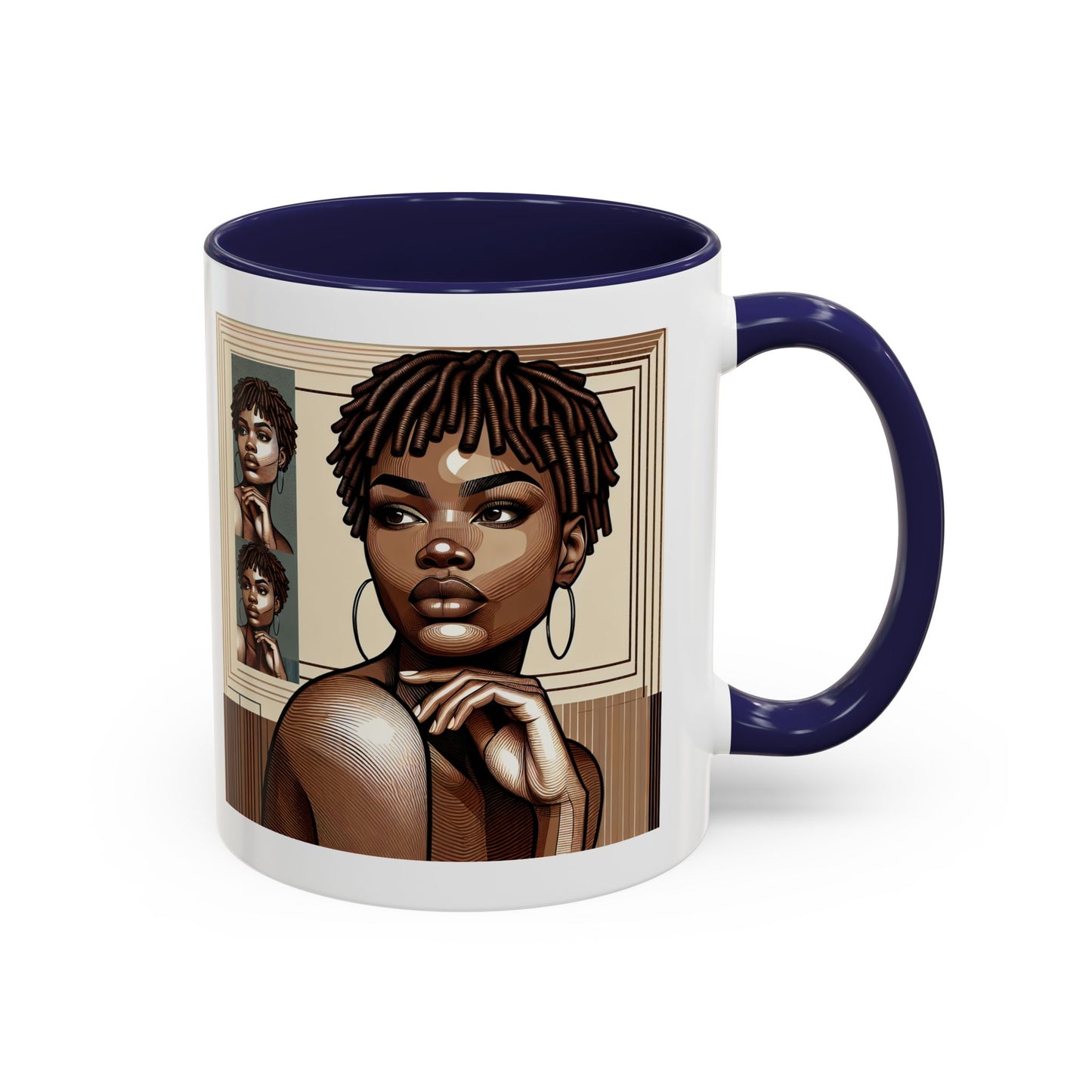 Elegant Art Coffee Mug, Unique Mug Gift, Black Girl Coffee Cup, Afrocentric Accent Mug