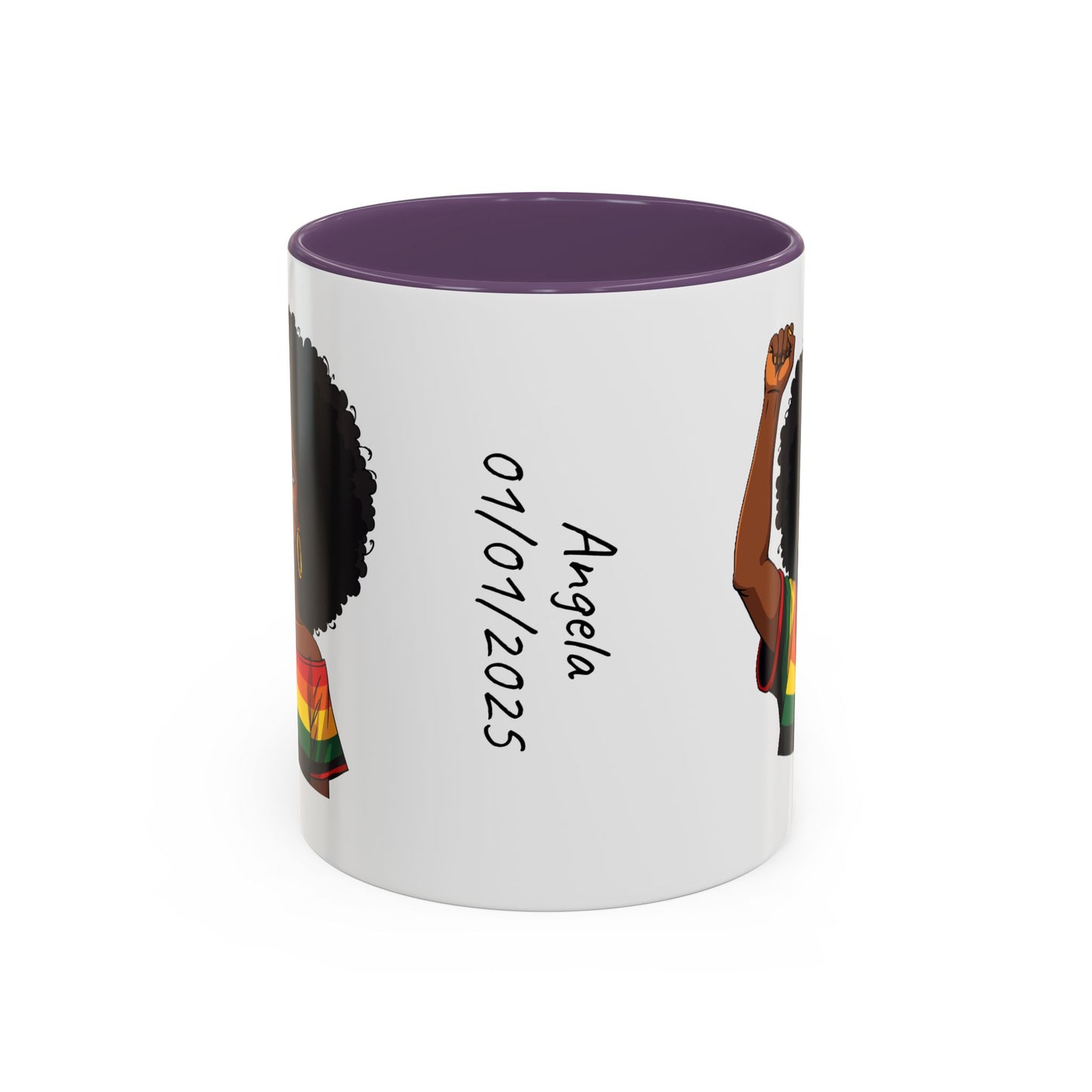 Empowered Black Woman Personalized Coffee Mug. Afro Hair Black American African Girl