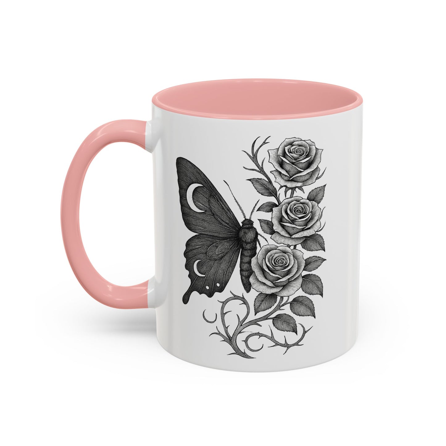 Elegant Floral Butterfly Mug. Black & White Coffee Cup. Home Decor, Gift for Her, Cater to Plant Lovers, Birthday, Everyday Use