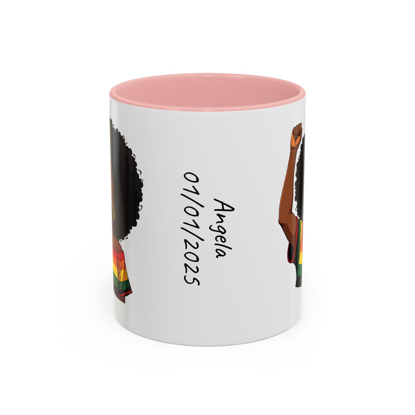 Empowered Black Woman Personalized Coffee Mug. Afro Hair Black American African Girl