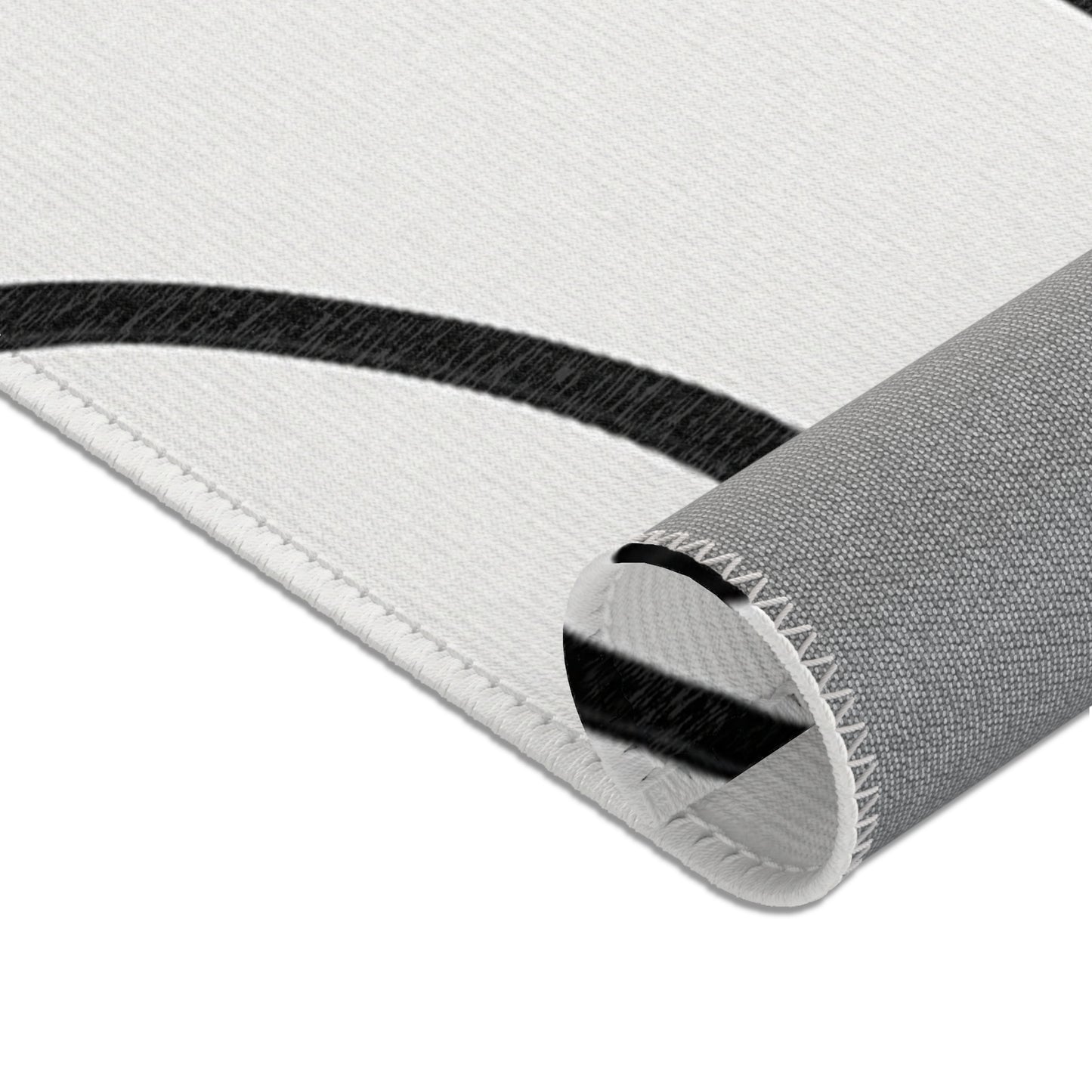 Modern Abstract Area Rug, Minimalist Home Decor, Living Room Mat, Boho Style Rug, Black and White Design