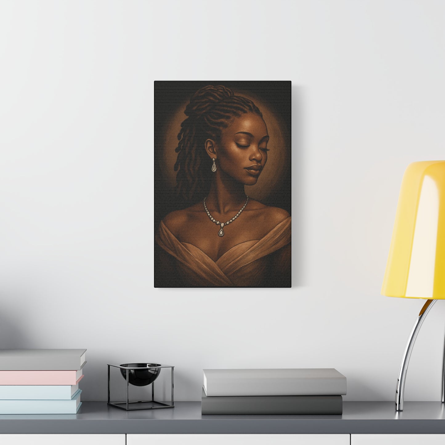 Elegant Wall Art Print, Black Woman Portrait, Home Decor, Inspirational Art, Gift for Her, Canvas Artwork