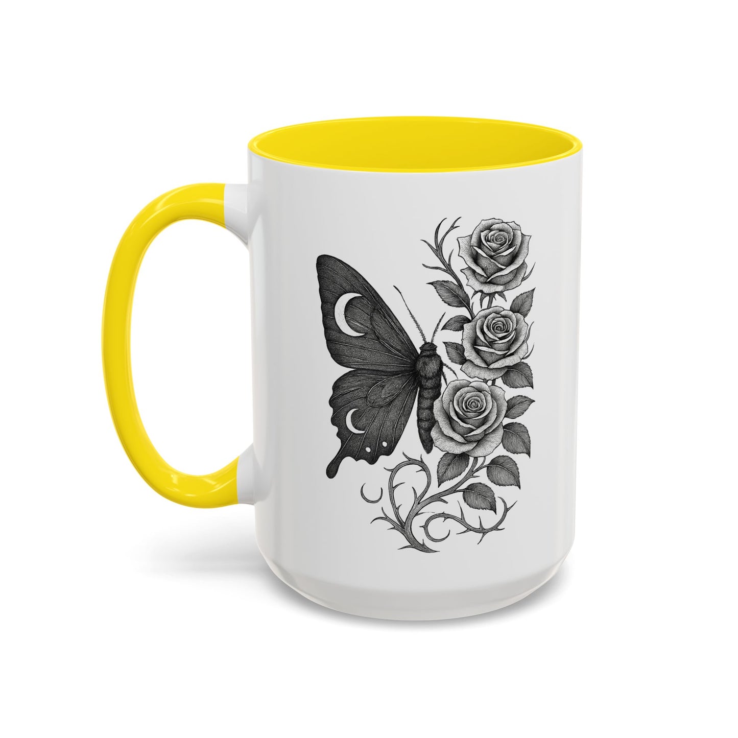Elegant Floral Butterfly Mug. Black & White Coffee Cup. Home Decor, Gift for Her, Cater to Plant Lovers, Birthday, Everyday Use