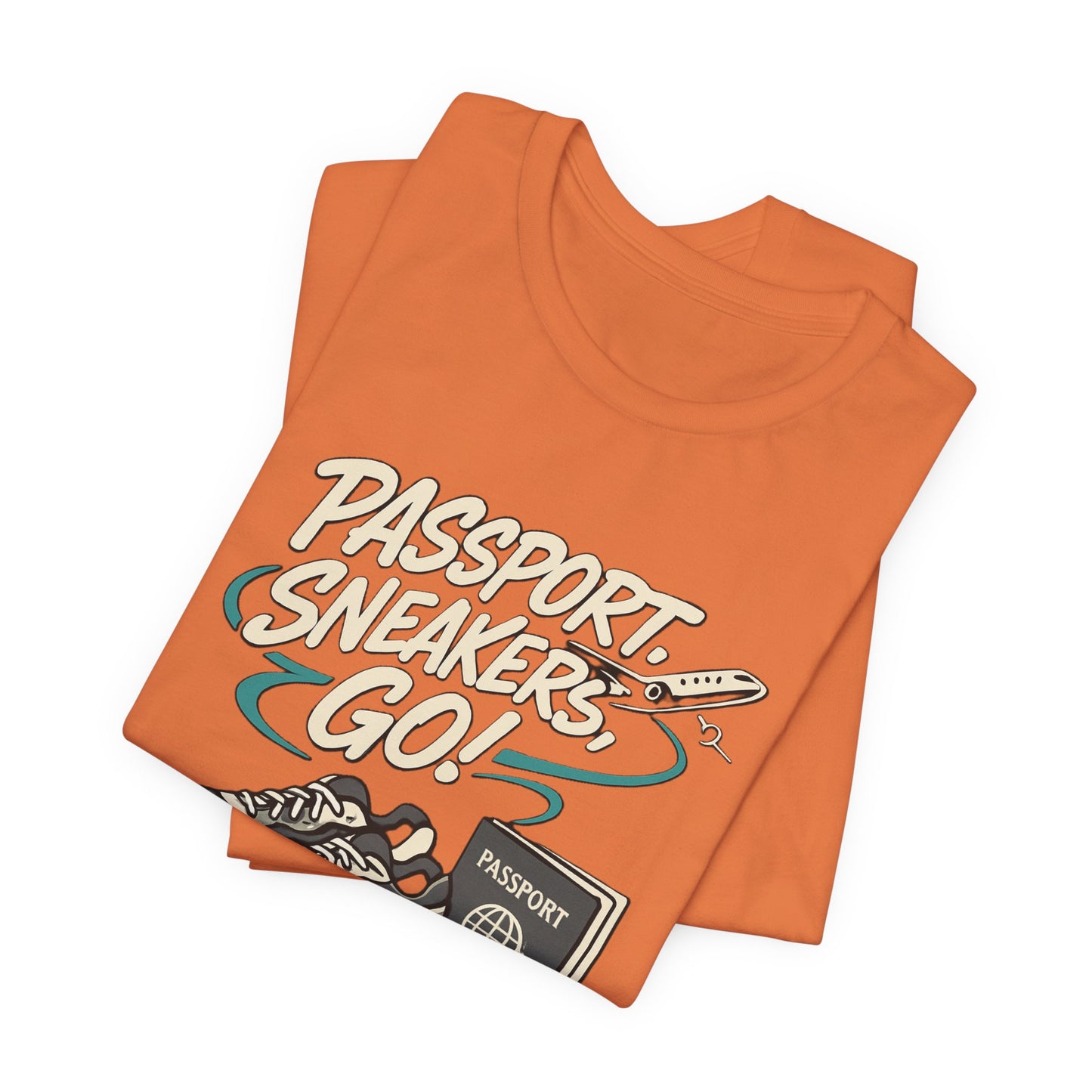 Passport Sneakers Unisex Tee, Travel T-Shirt, Vacation Shirt, Gift for Travelers, Adventure Clothing