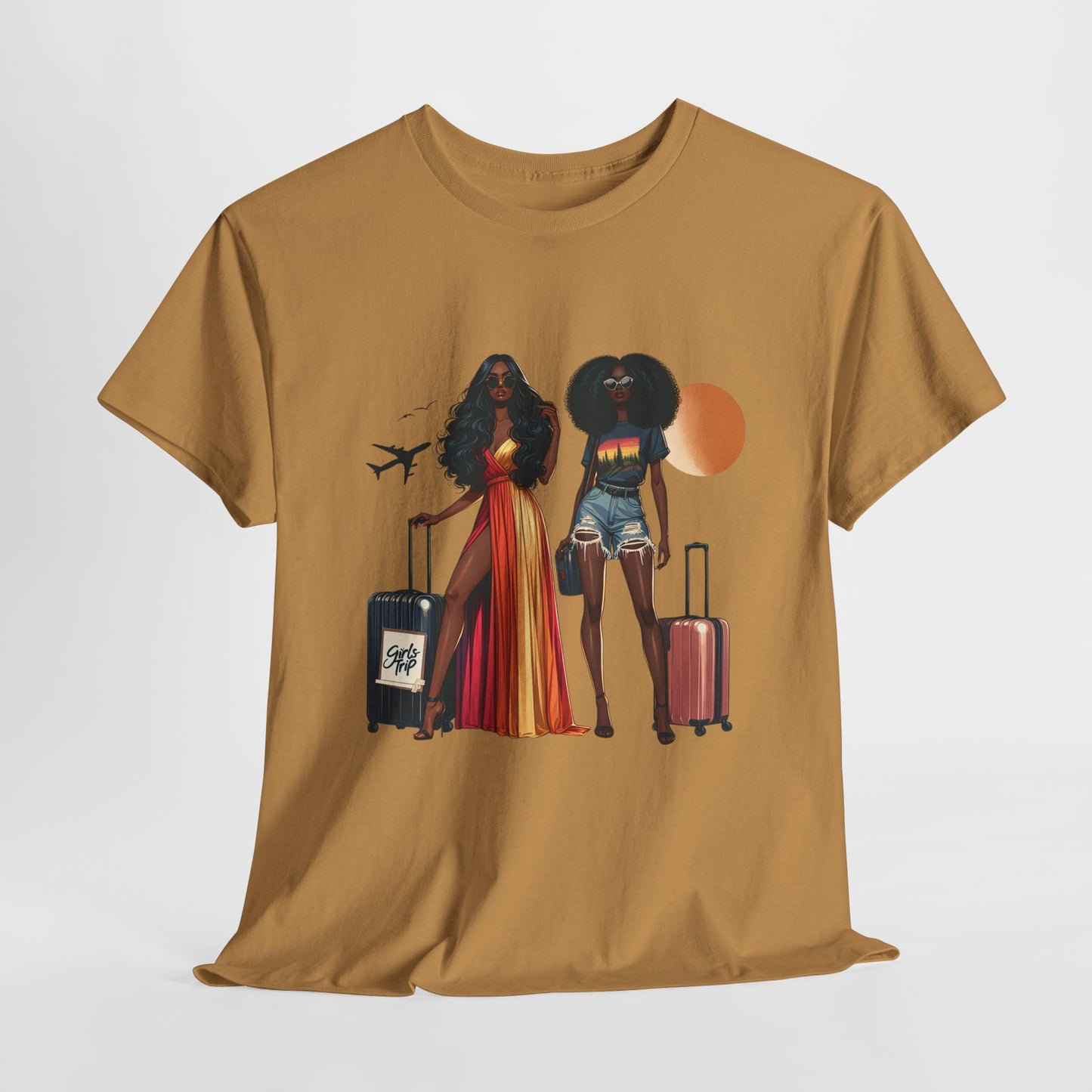 Wheels Up Heels On Travel Vibes Casual Wear Gift for Locs Lovers Afro Hair Black American African Girl T-shirt