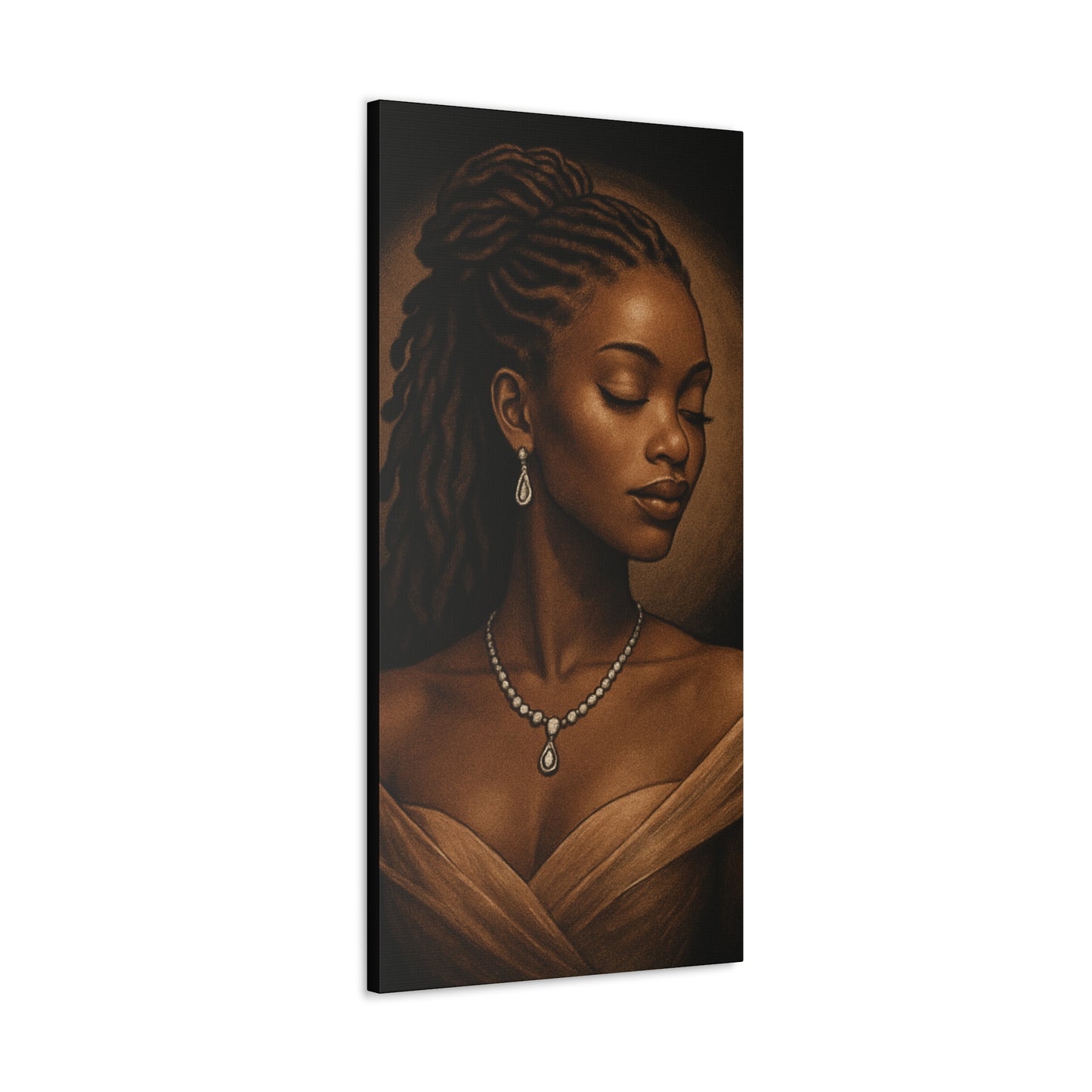 Elegant Wall Art Print, Black Woman Portrait, Home Decor, Inspirational Art, Gift for Her, Canvas Artwork