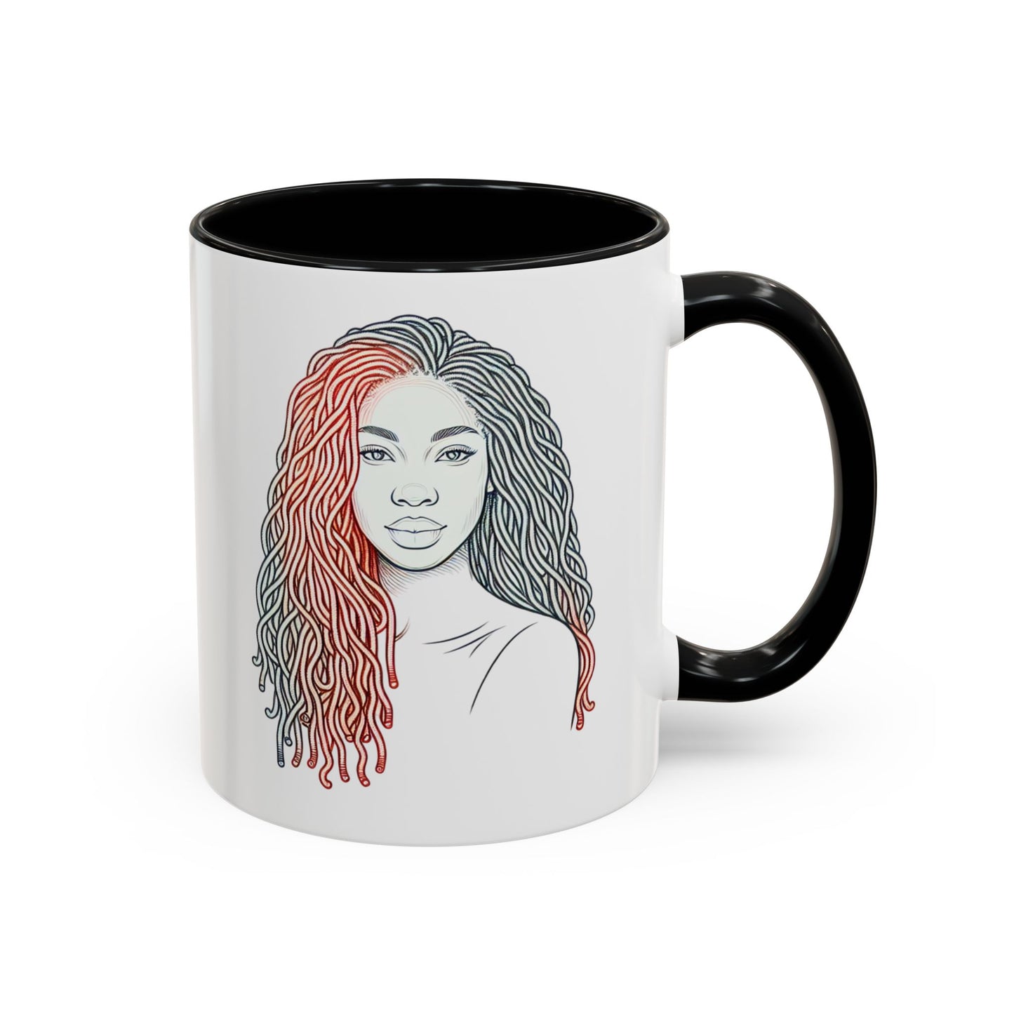 Artistic Accent Coffee Mug. Afrocentric Gift Afro Hair Black American African Girl