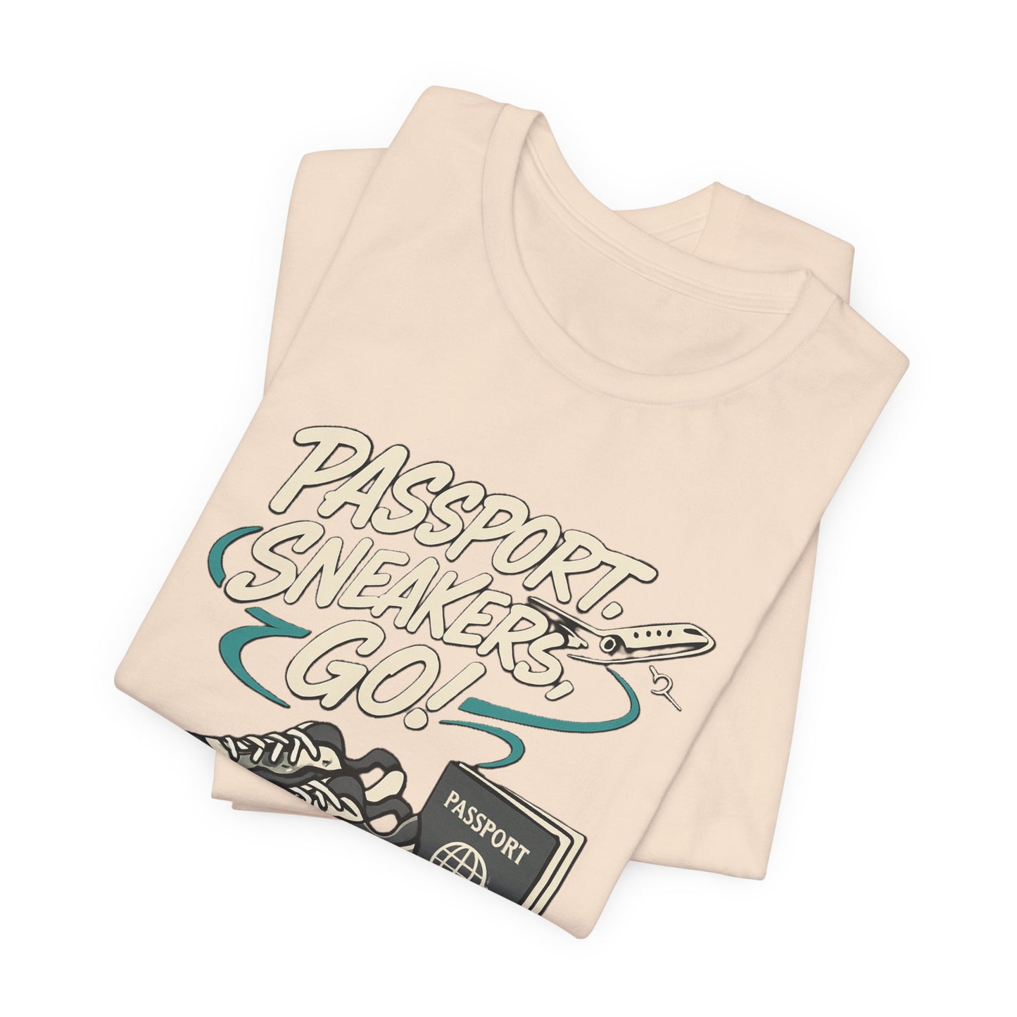 Passport Sneakers Unisex Tee, Travel T-Shirt, Vacation Shirt, Gift for Travelers, Adventure Clothing