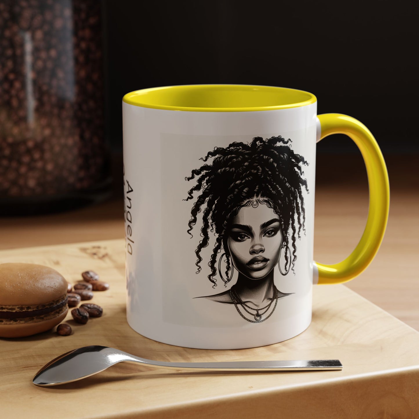Messy Bun Personalized Coffee Mug, Gift for Coffee Lovers, Afro Hair Black American African Girl