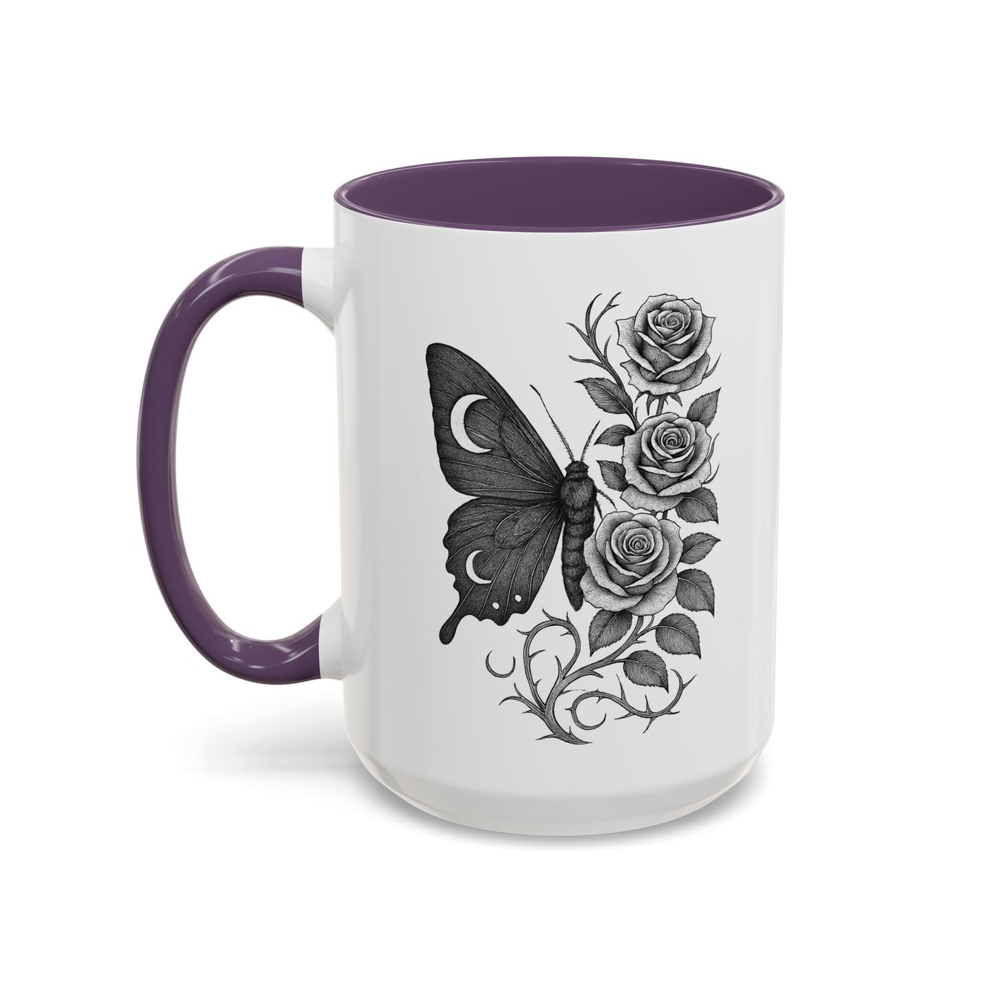Elegant Floral Butterfly Mug. Black & White Coffee Cup. Home Decor, Gift for Her, Cater to Plant Lovers, Birthday, Everyday Use