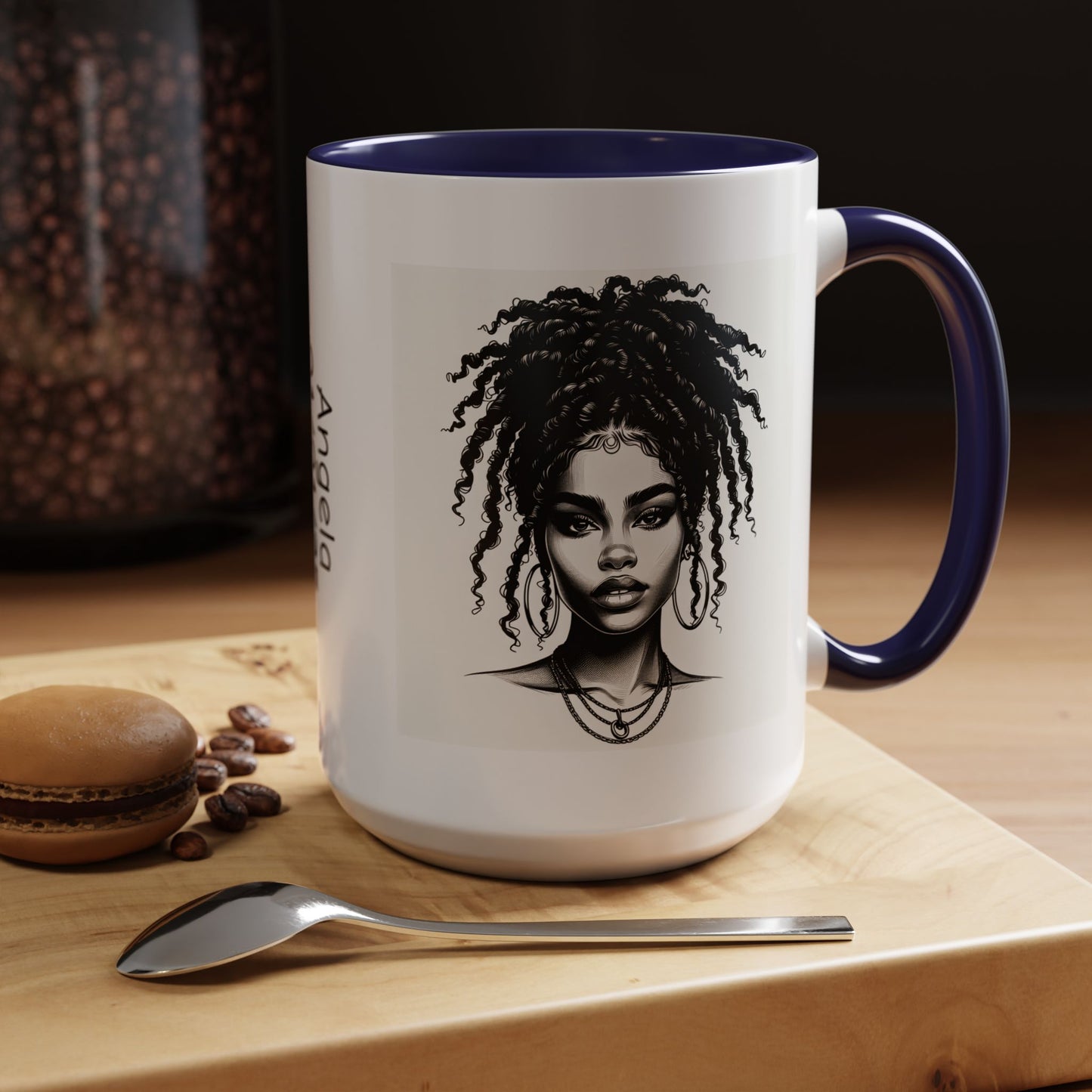 Messy Bun Personalized Coffee Mug, Gift for Coffee Lovers, Afro Hair Black American African Girl
