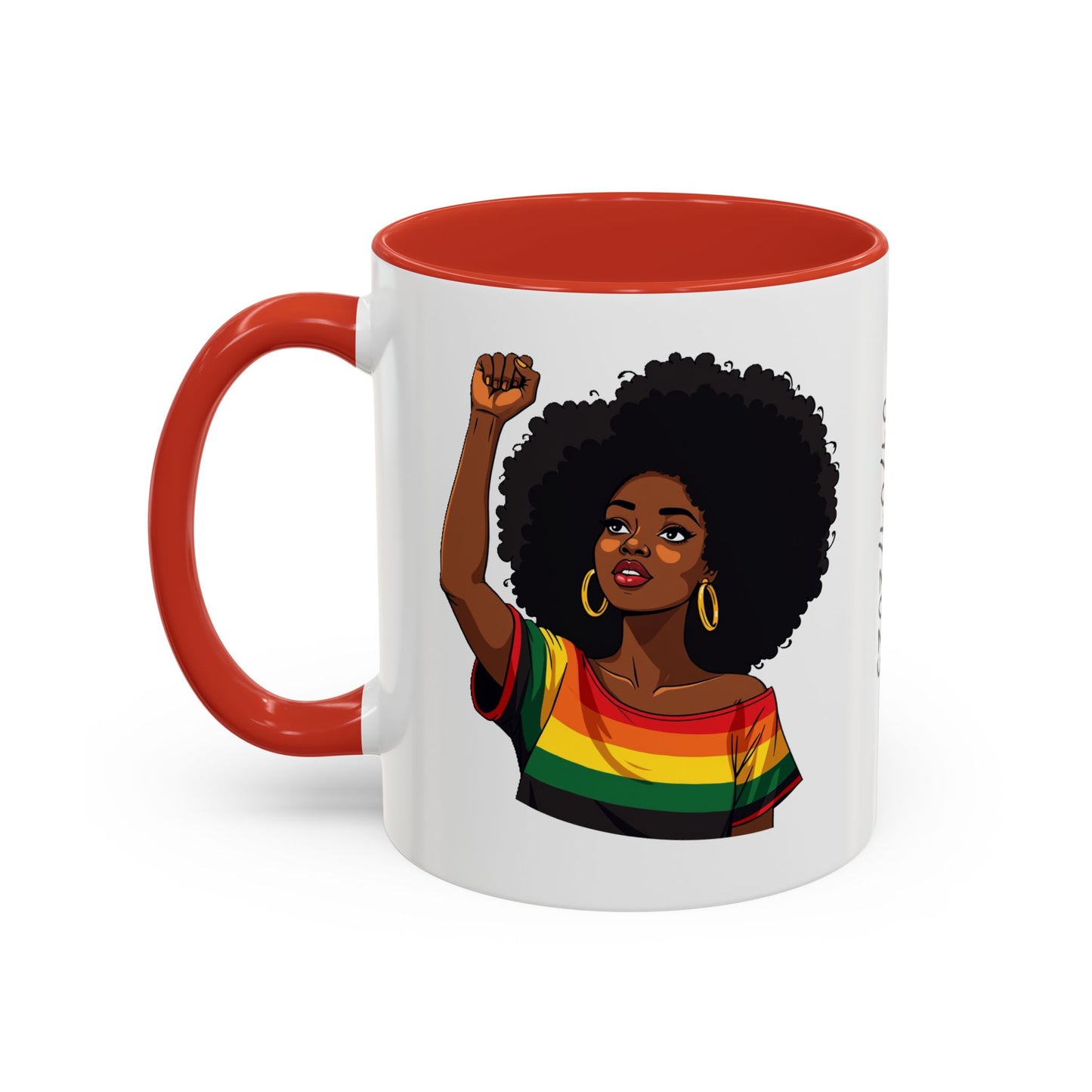 Empowered Black Woman Personalized Coffee Mug. Afro Hair Black American African Girl