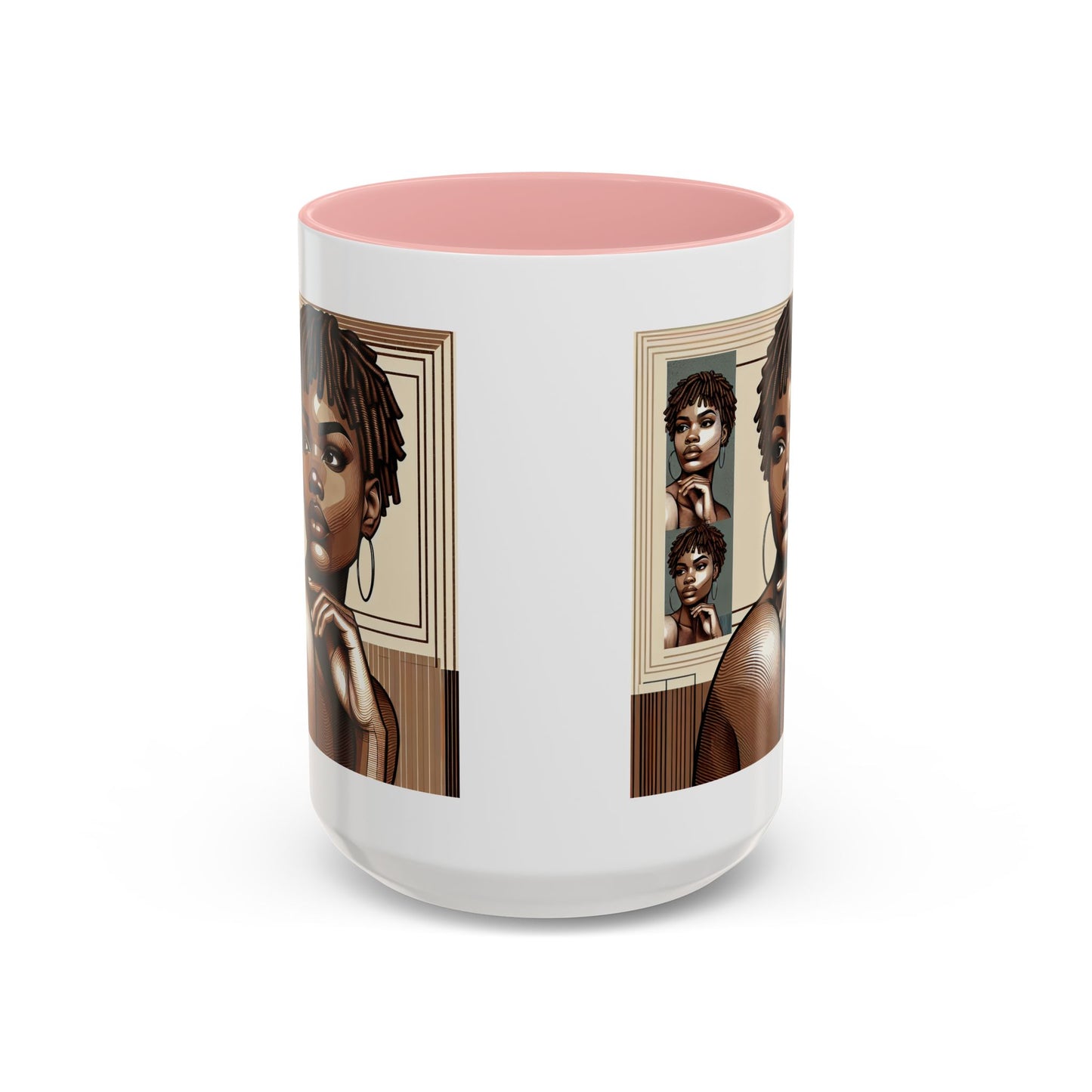 Elegant Art Coffee Mug, Unique Mug Gift, Black Girl Coffee Cup, Afrocentric Accent Mug