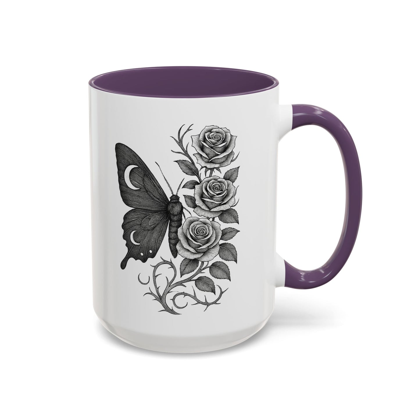 Elegant Floral Butterfly Mug. Black & White Coffee Cup. Home Decor, Gift for Her, Cater to Plant Lovers, Birthday, Everyday Use