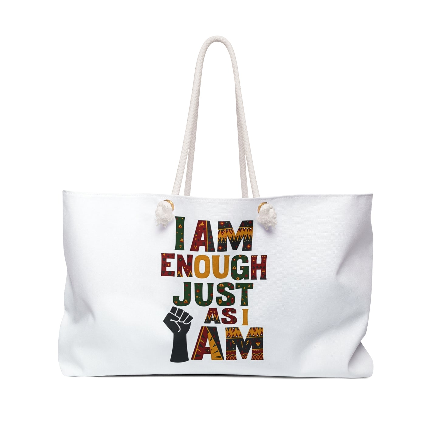 I Am Enough Just As I Am Empowering Shoulder Tote Bag Afro Hair Black American African Girl