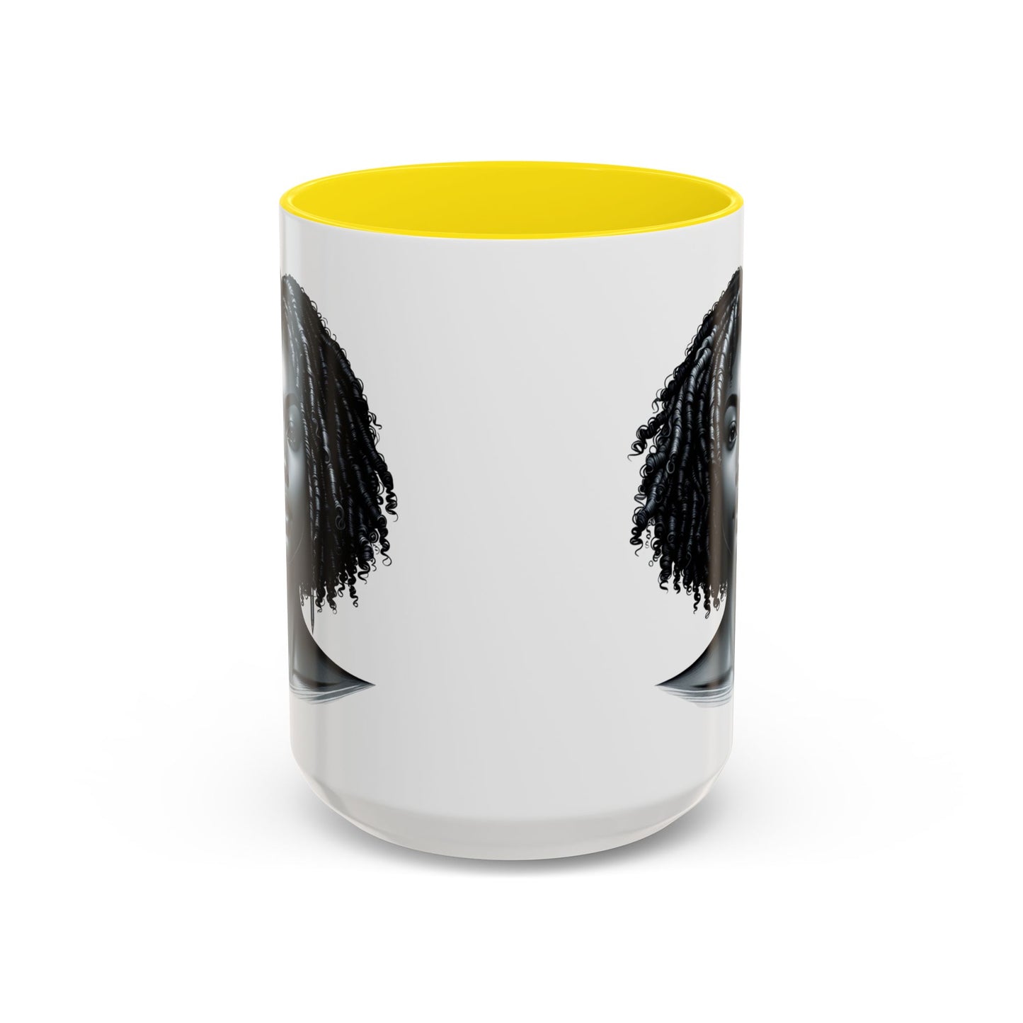 Elegant Black Woman Accent Coffee Mug. Afrocentric Gift for Coffee Lovers, Afro Hair Black American African Girl