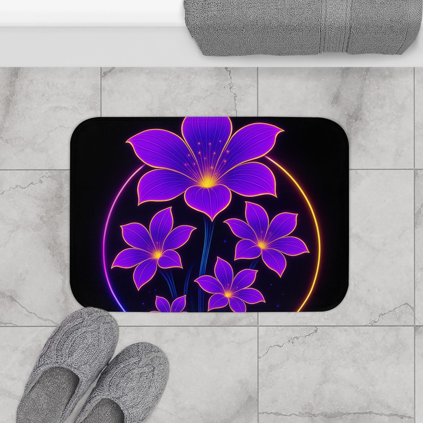 Vibrant Floral Bath Mat: Brighten Your Bathroom, Home Decor, Gift for Flower Lovers, Boho Style, Luxury Mat
