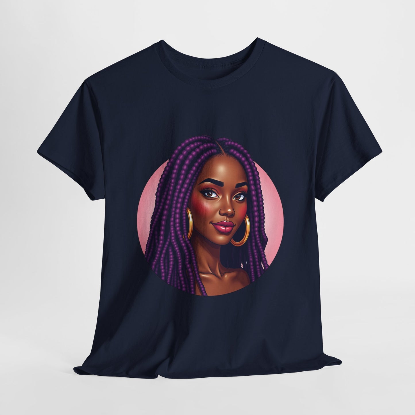 Purple Beauty T-Shirt Casual Wear Gift for Locs Lovers Afro Hair Black American African Girl T-shirt