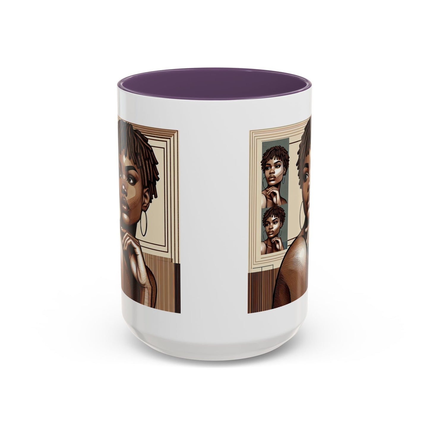 Elegant Art Coffee Mug, Unique Mug Gift, Black Girl Coffee Cup, Afrocentric Accent Mug