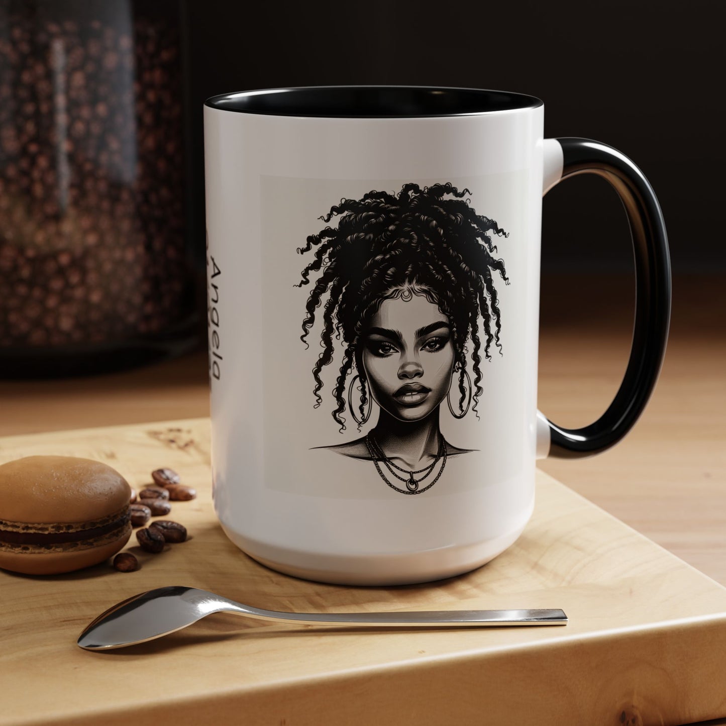 Messy Bun Personalized Coffee Mug, Gift for Coffee Lovers, Afro Hair Black American African Girl