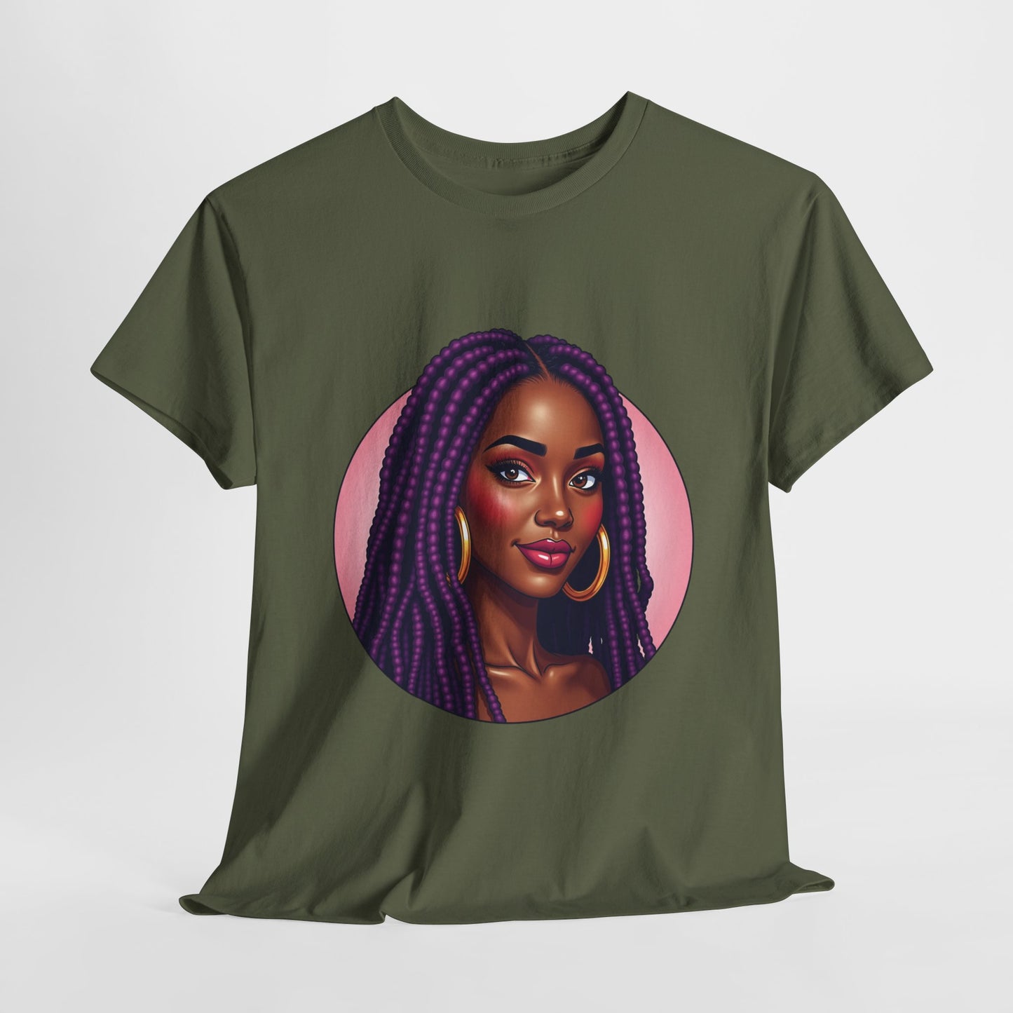 Purple Beauty T-Shirt Casual Wear Gift for Locs Lovers Afro Hair Black American African Girl T-shirt