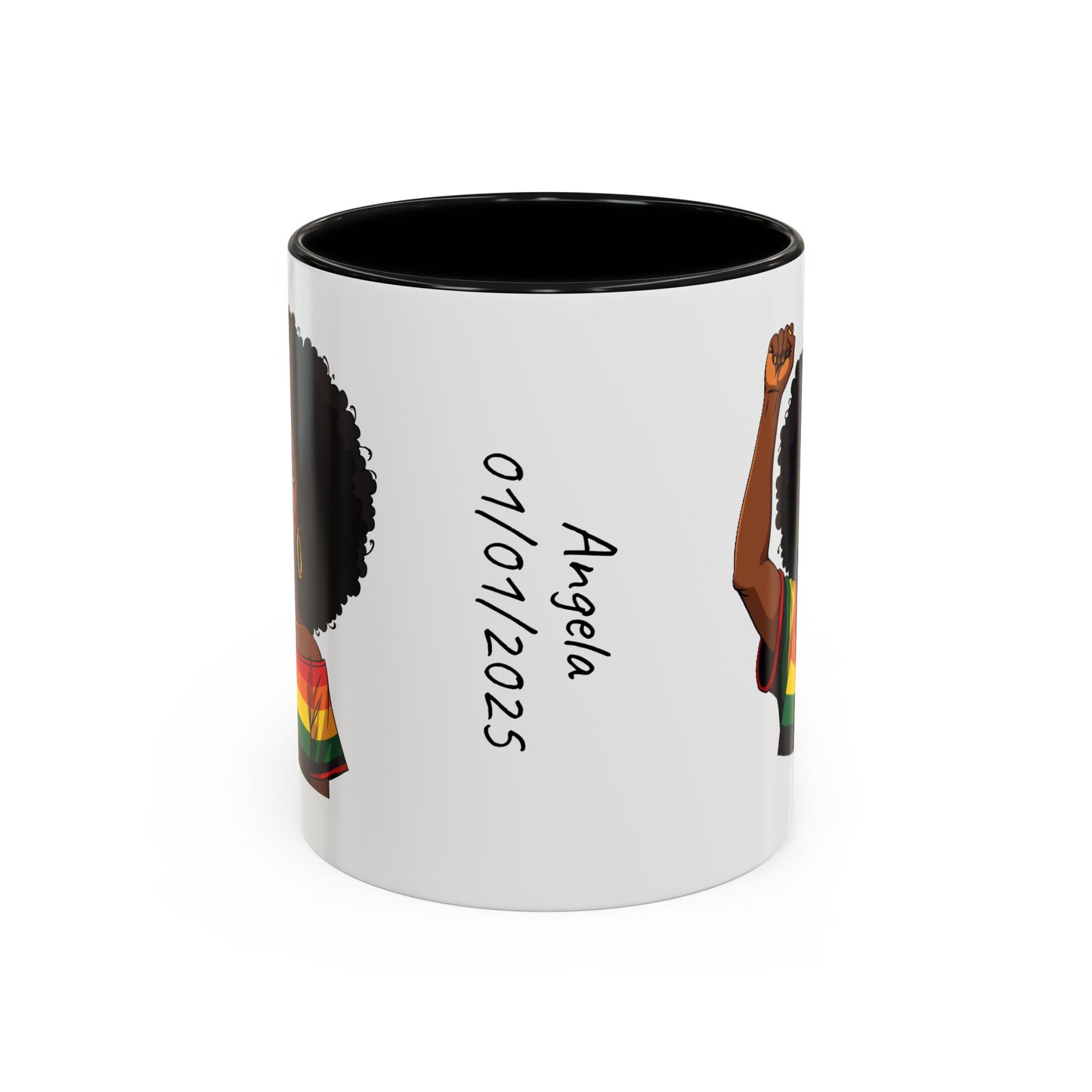 Empowered Black Woman Personalized Coffee Mug. Afro Hair Black American African Girl