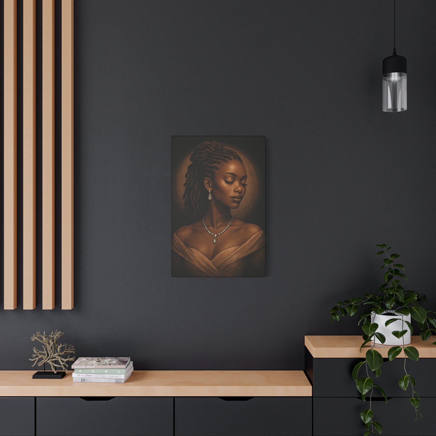 Elegant Wall Art Print, Black Woman Portrait, Home Decor, Inspirational Art, Gift for Her, Canvas Artwork