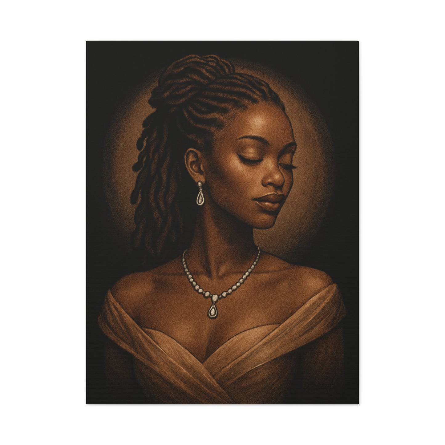 Elegant Wall Art Print, Black Woman Portrait, Home Decor, Inspirational Art, Gift for Her, Canvas Artwork