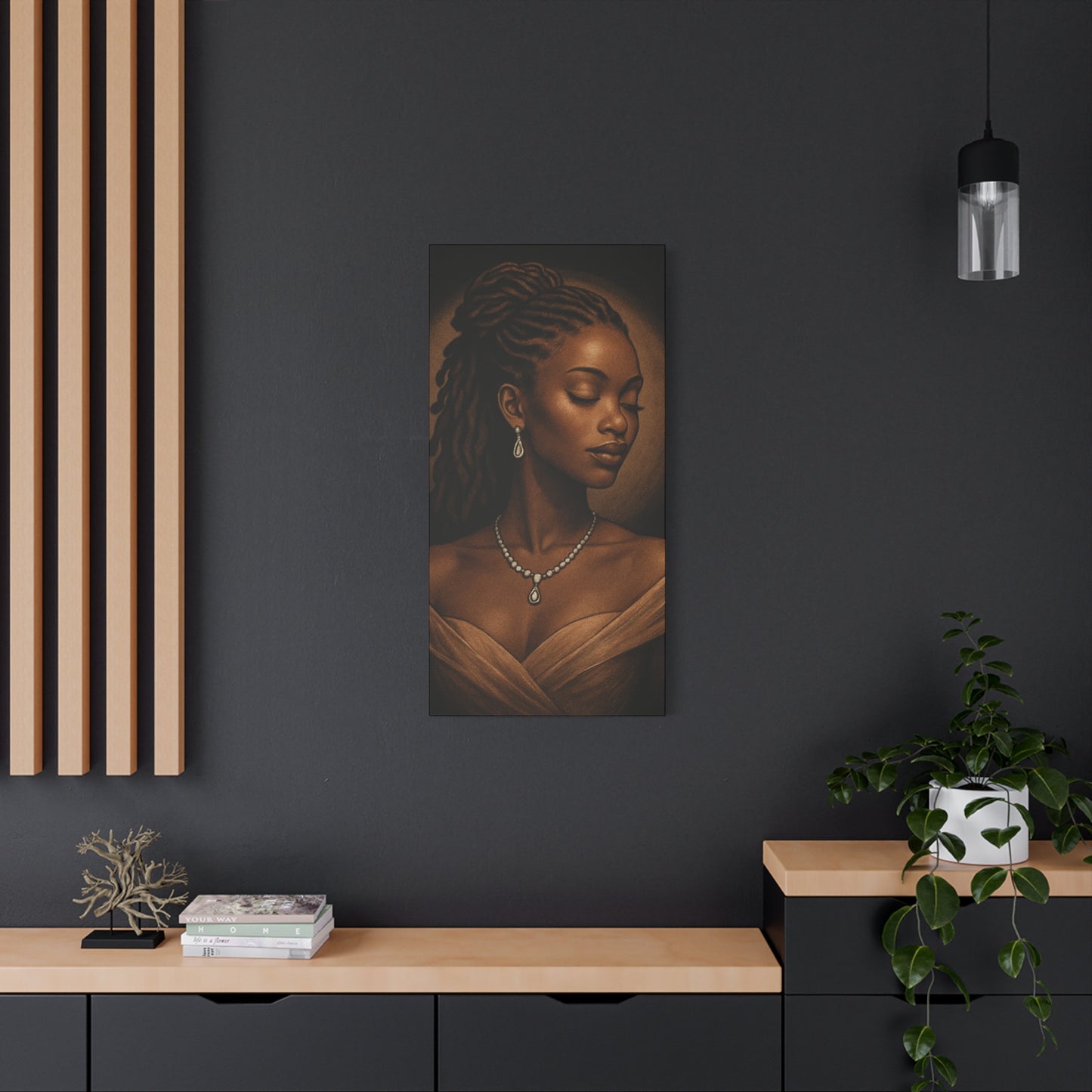 Elegant Wall Art Print, Black Woman Portrait, Home Decor, Inspirational Art, Gift for Her, Canvas Artwork