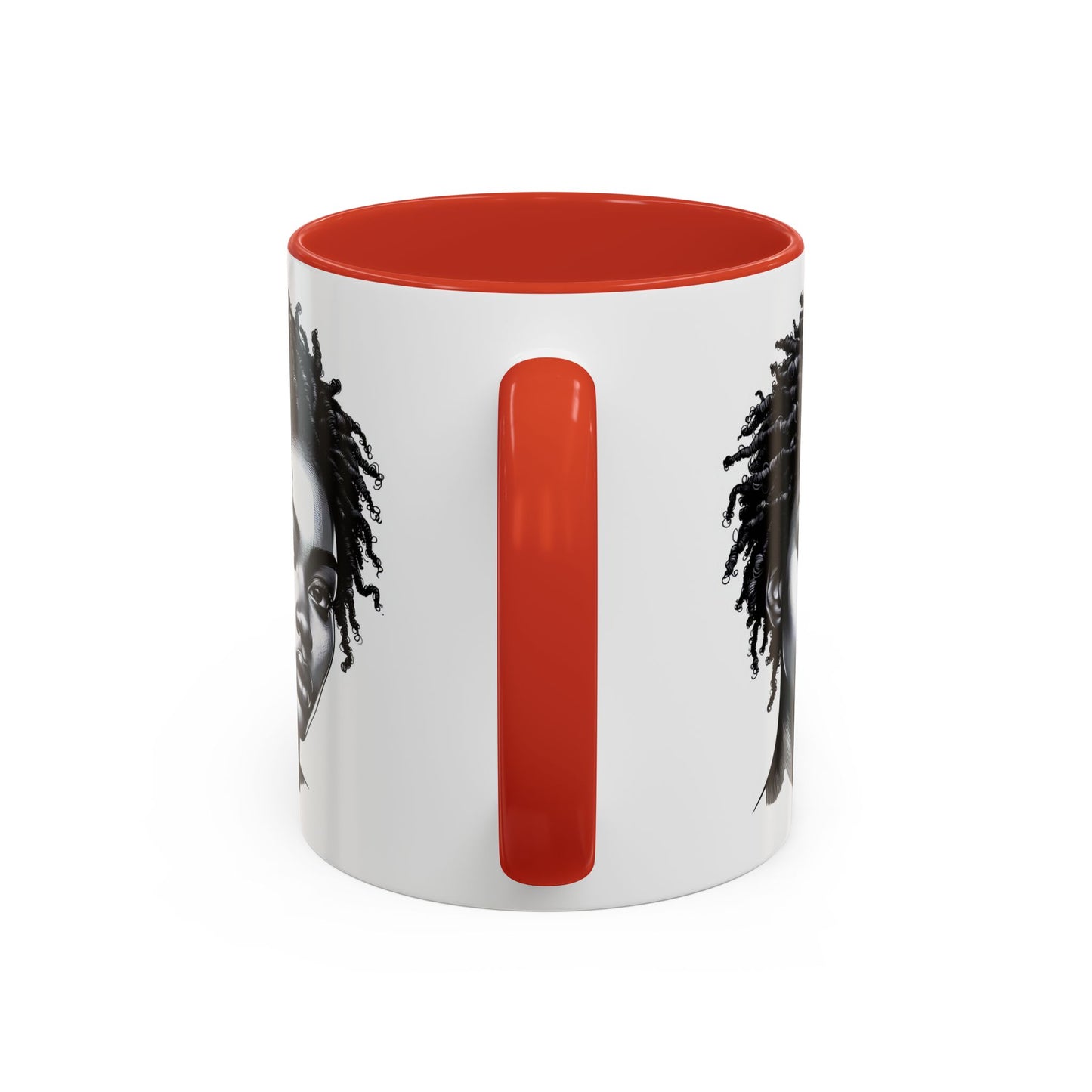 Afrocentric Accent Coffee Mug, Artistic Mug for Home, Unique Gift for Her, Afro Hair Black American African Girl