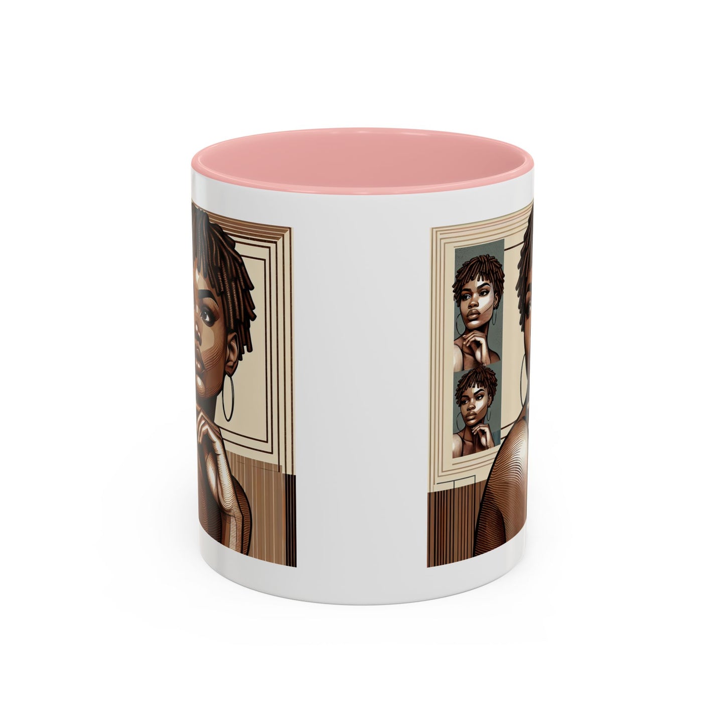 Elegant Art Coffee Mug, Unique Mug Gift, Black Girl Coffee Cup, Afrocentric Accent Mug