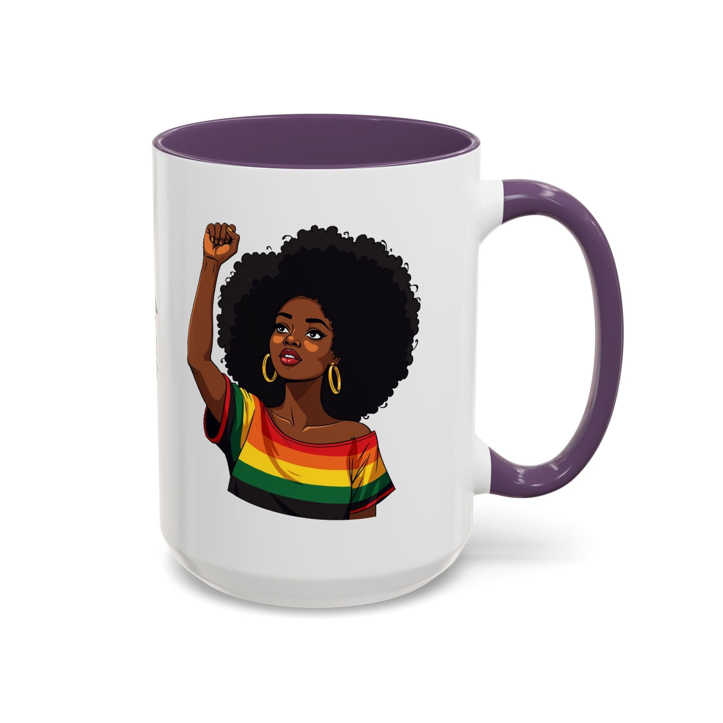 Empowered Black Woman Personalized Coffee Mug. Afro Hair Black American African Girl