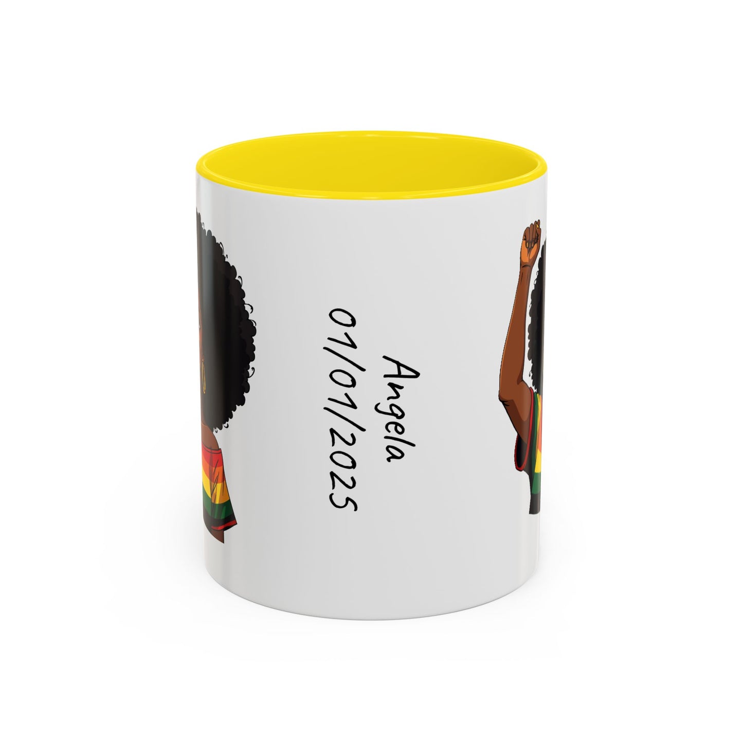 Empowered Black Woman Personalized Coffee Mug. Afro Hair Black American African Girl
