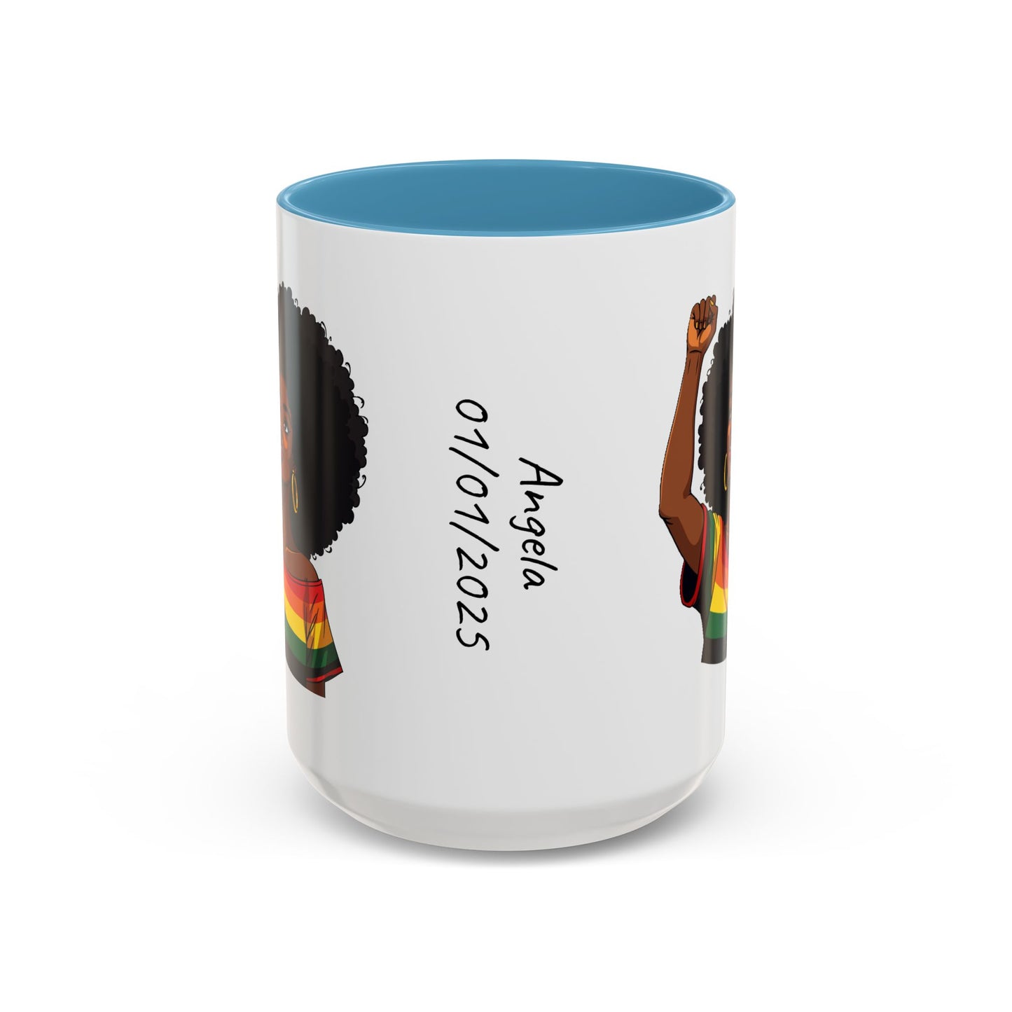 Empowered Black Woman Personalized Coffee Mug. Afro Hair Black American African Girl