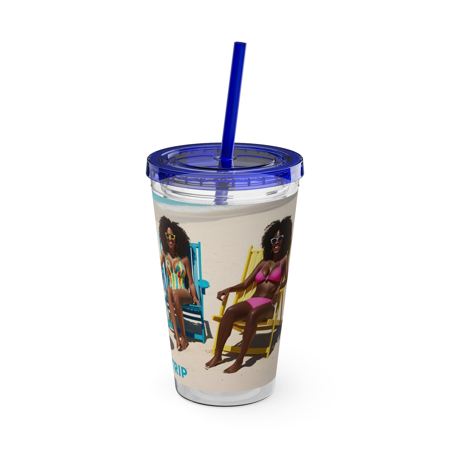 Girls Trip Tumbler with Straw - 16oz Summer Travel Cup
