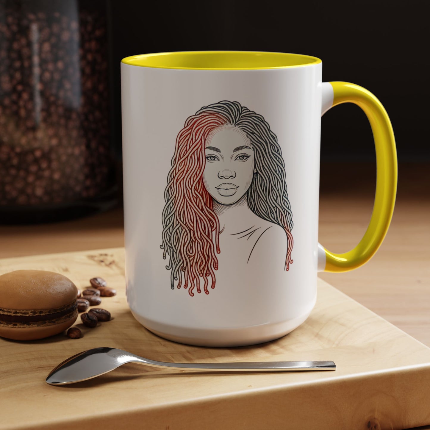 Artistic Accent Coffee Mug. Afrocentric Gift Afro Hair Black American African Girl