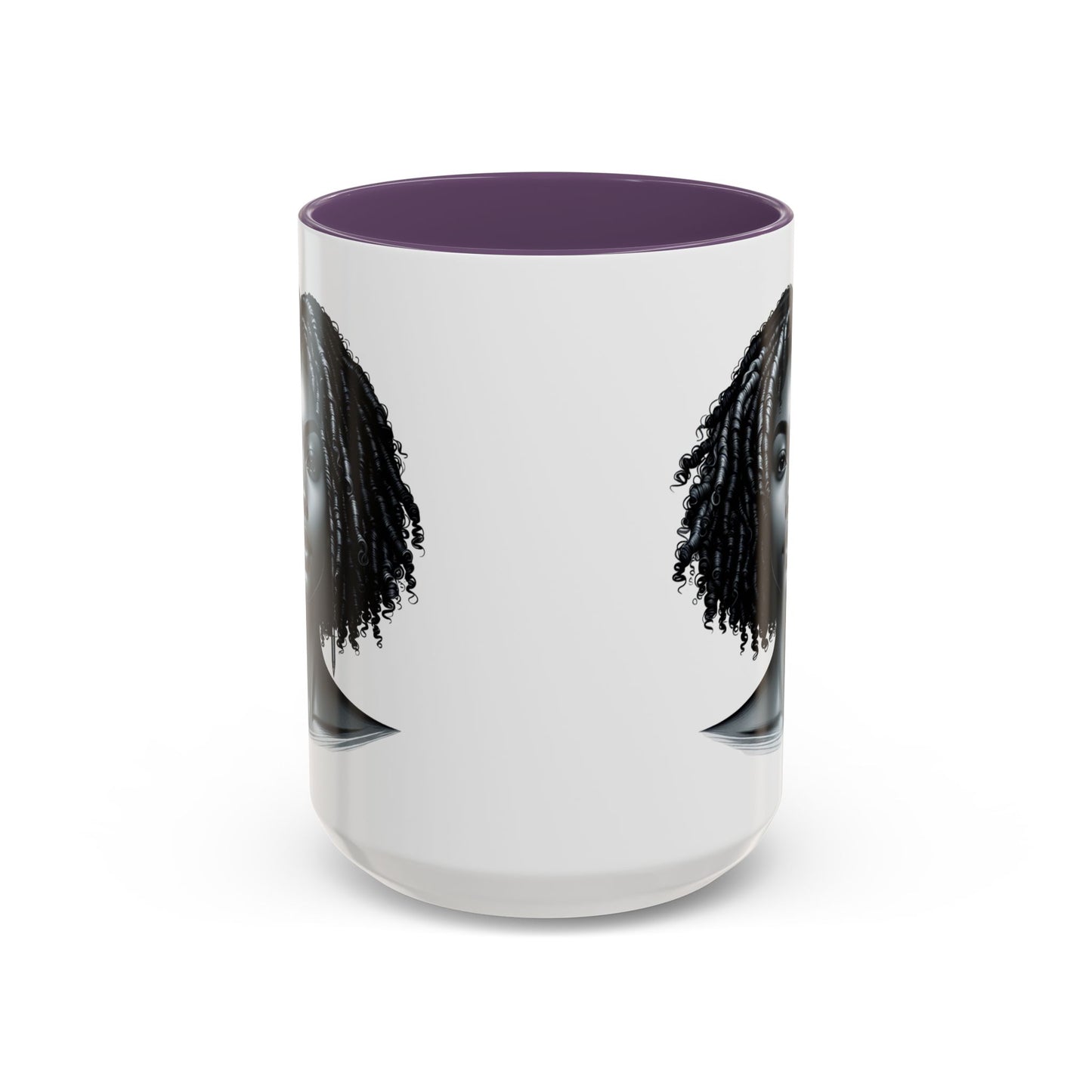 Elegant Black Woman Accent Coffee Mug. Afrocentric Gift for Coffee Lovers, Afro Hair Black American African Girl