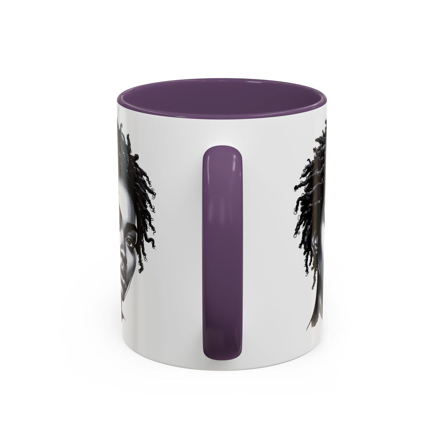 Afrocentric Accent Coffee Mug, Artistic Mug for Home, Unique Gift for Her, Afro Hair Black American African Girl