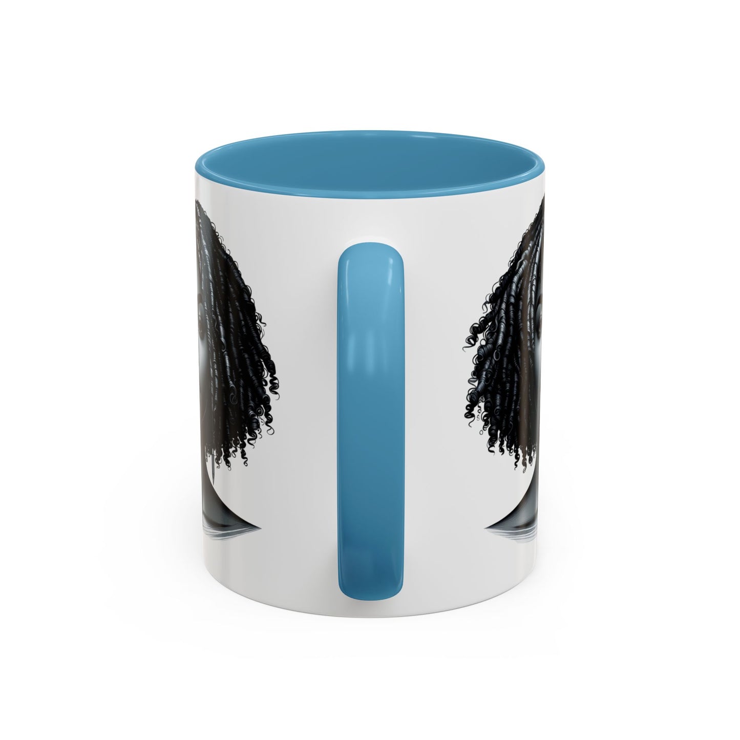 Elegant Black Woman Accent Coffee Mug. Afrocentric Gift for Coffee Lovers, Afro Hair Black American African Girl