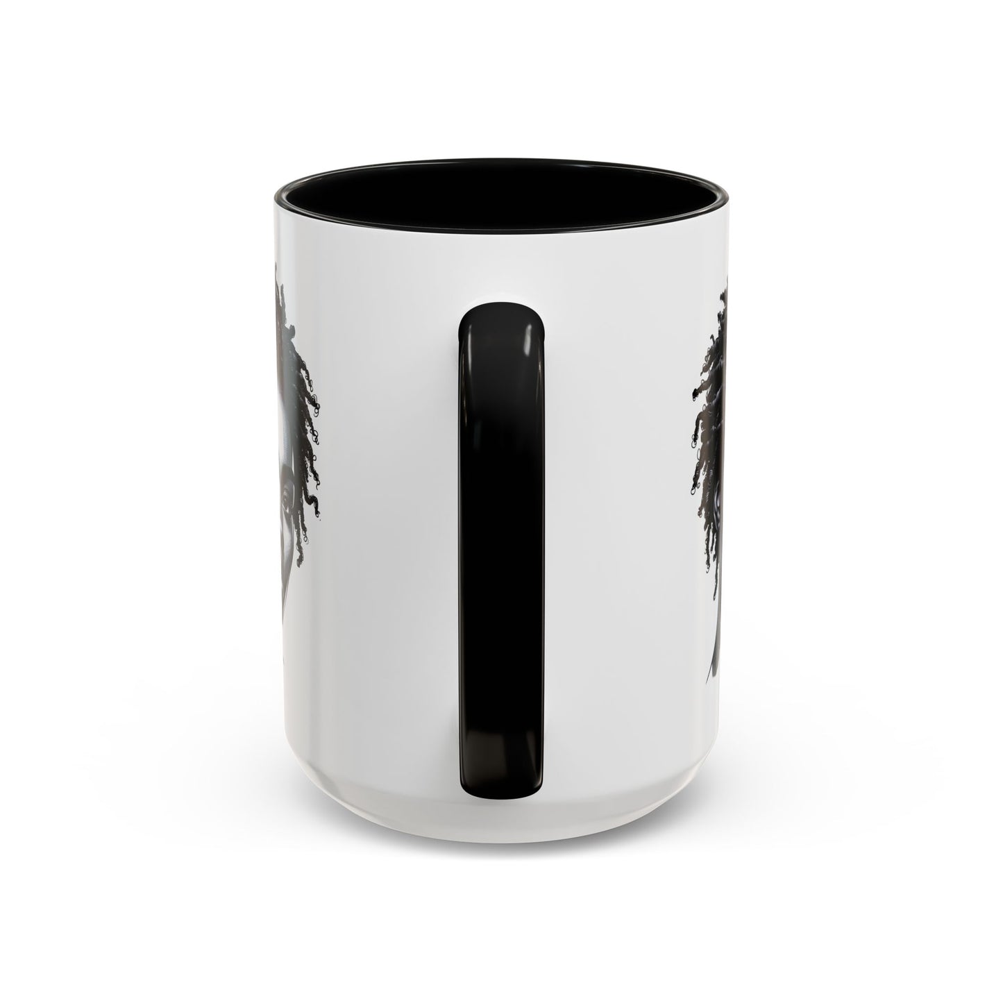 Afrocentric Accent Coffee Mug, Artistic Mug for Home, Unique Gift for Her, Afro Hair Black American African Girl