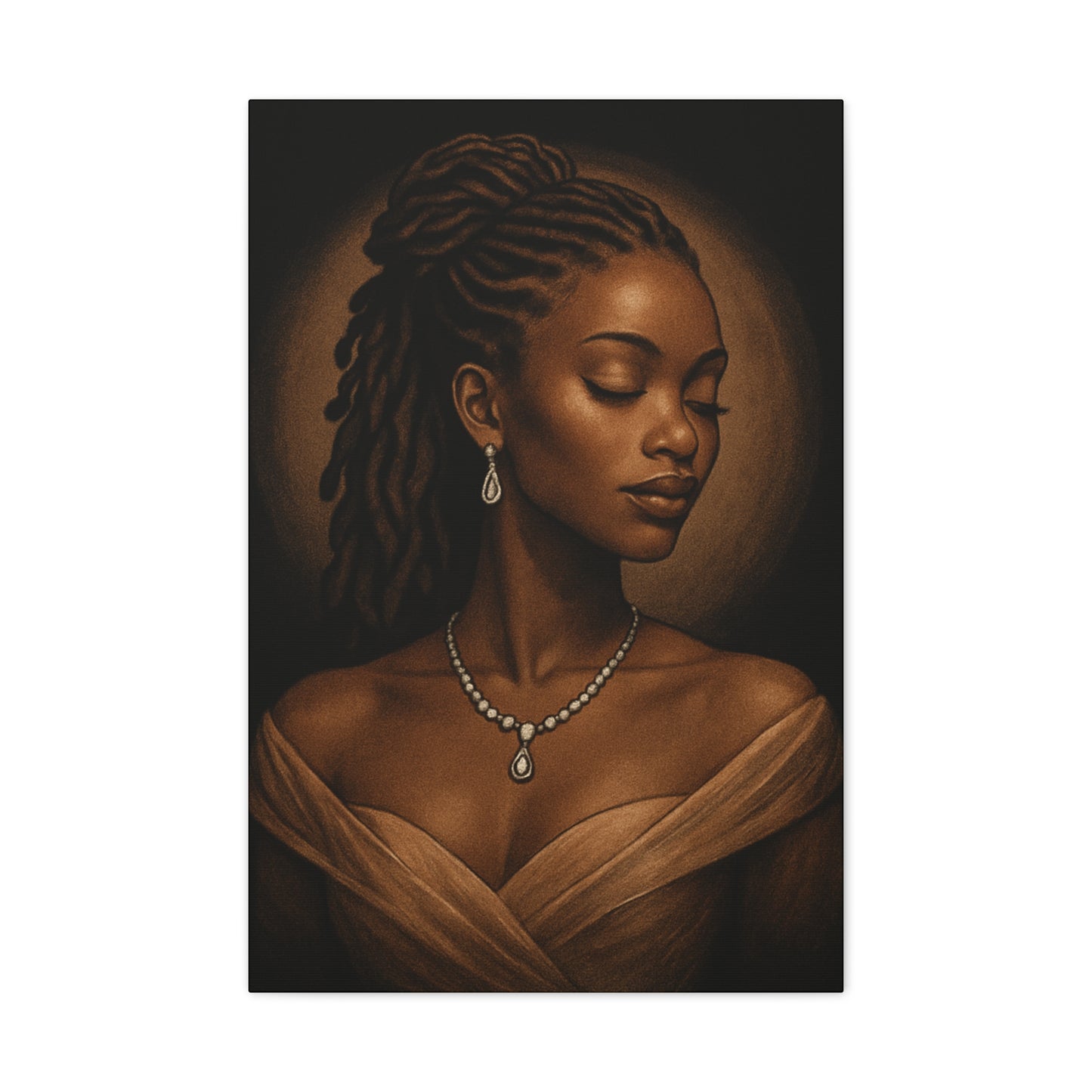 Elegant Wall Art Print, Black Woman Portrait, Home Decor, Inspirational Art, Gift for Her, Canvas Artwork