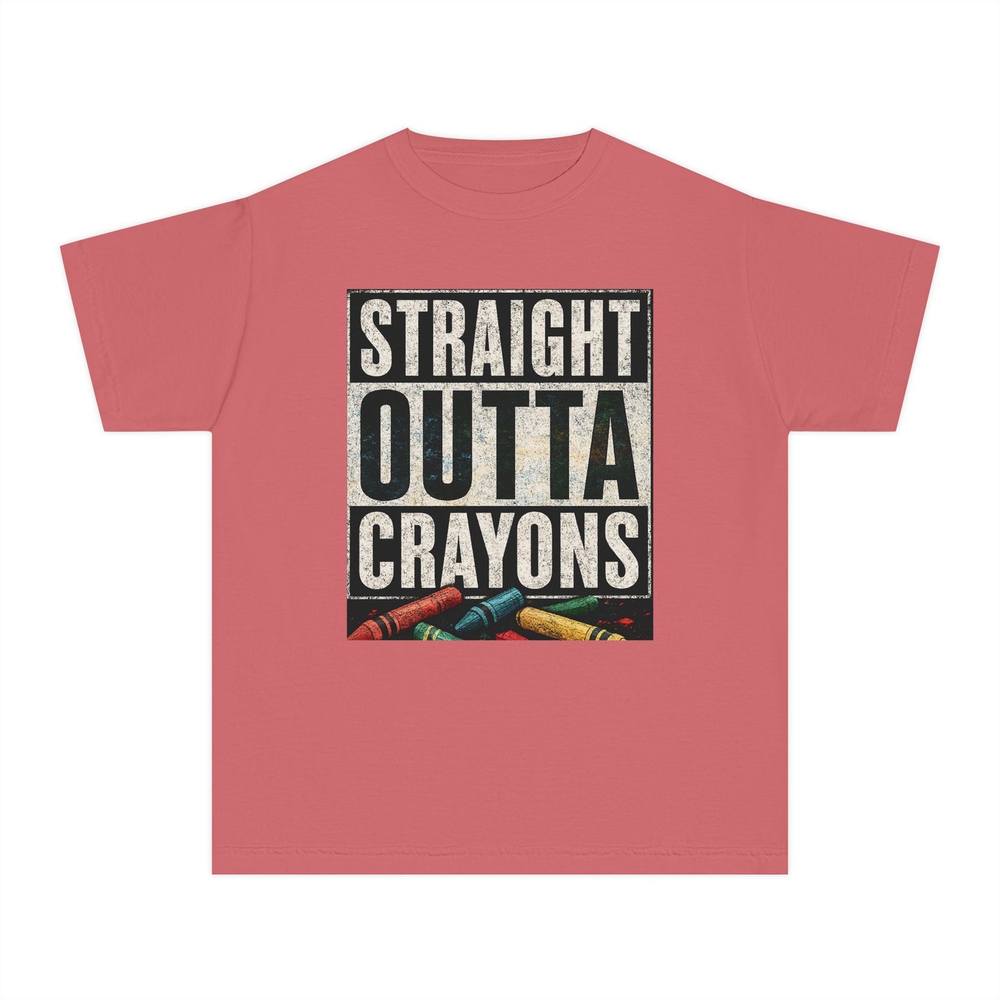 Straight Outta Crayons Youth Tee, Fun Kids T-Shirt, Afro Hair Black American African Girl T-shirt