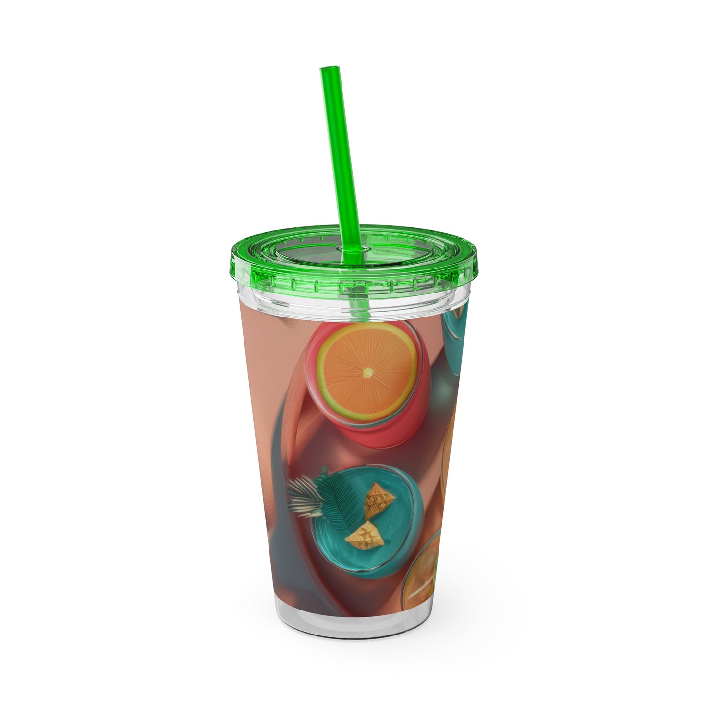 Colorful Sunsplash Tumbler with Straw, Drinkware for Summer, Travel Mug, Gift for Beach Lovers, Reusable Cup, Hydration Essential