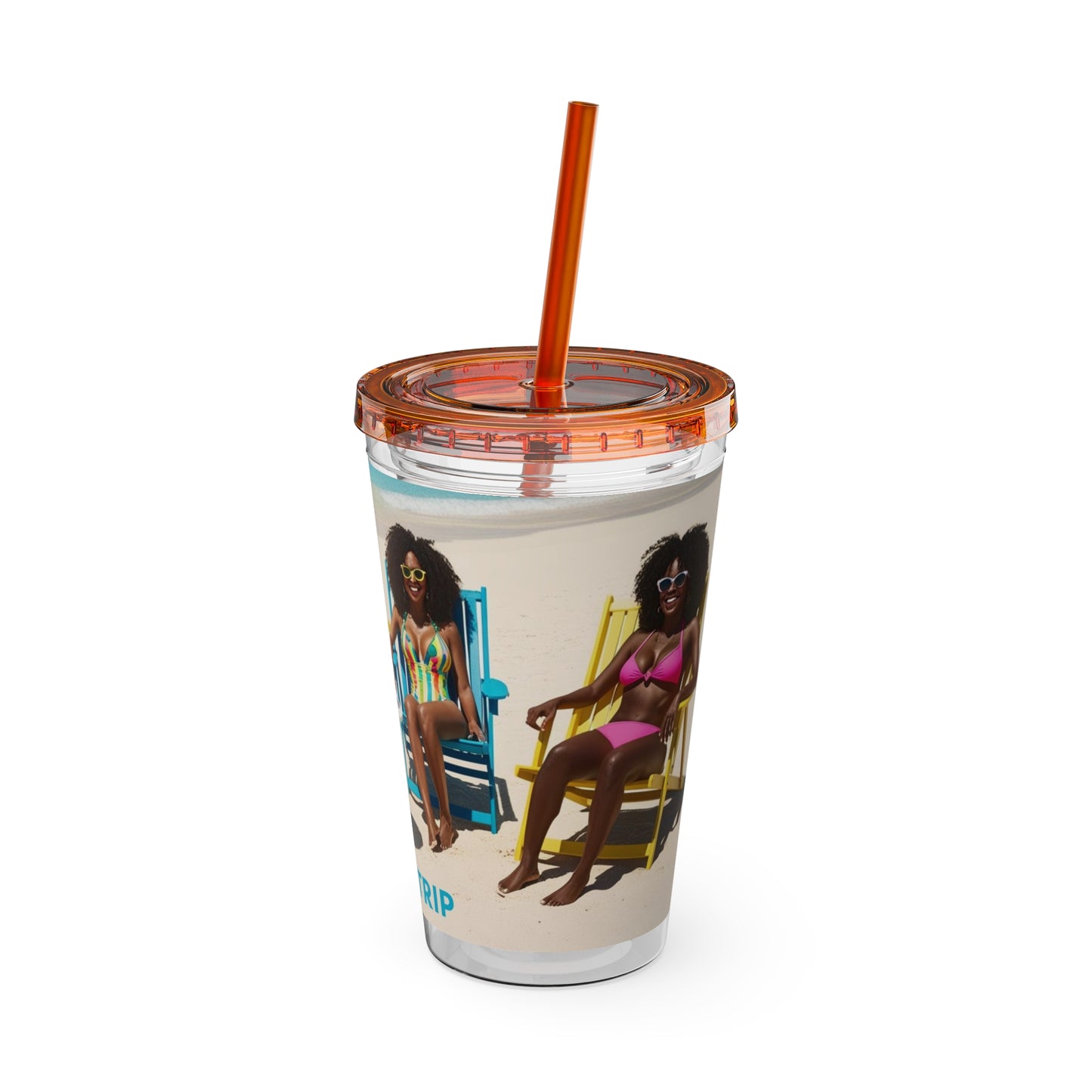 Girls Trip Tumbler with Straw - 16oz Summer Travel Cup