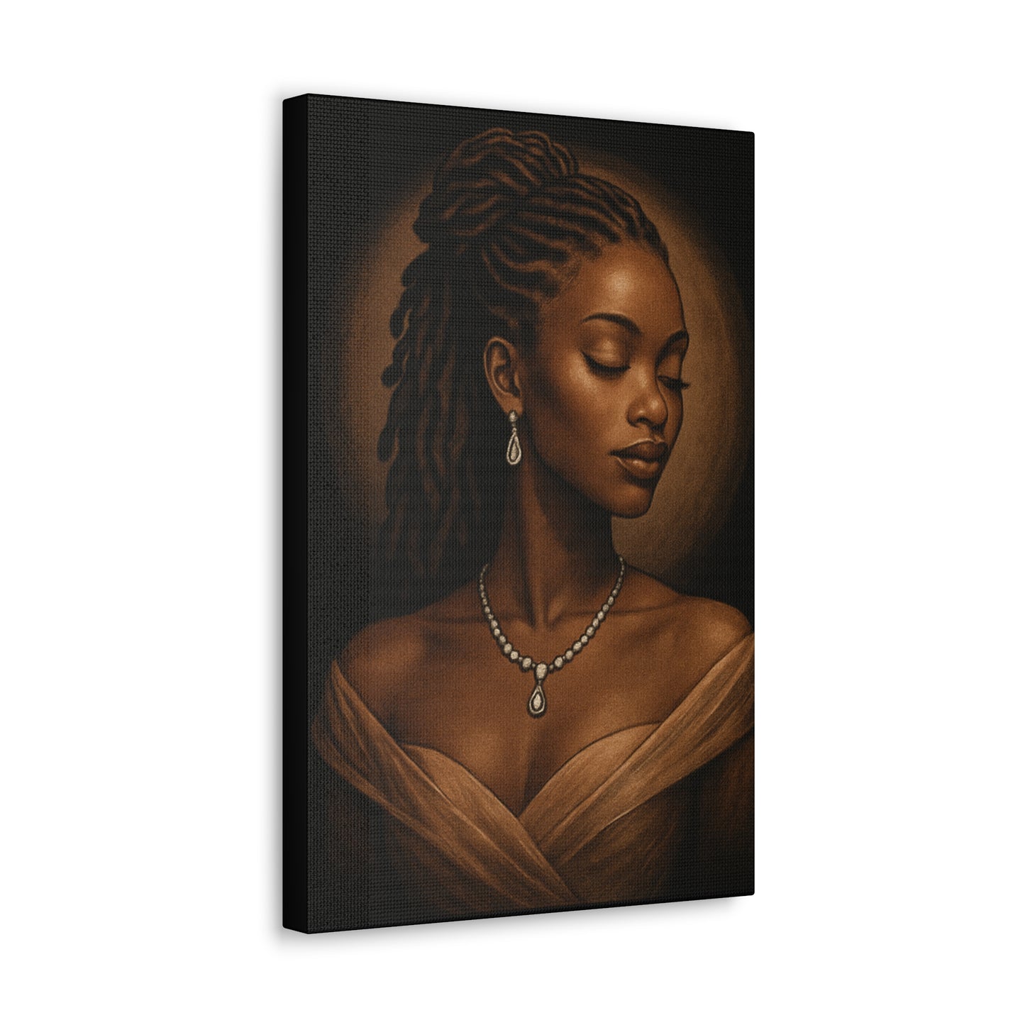 Elegant Wall Art Print, Black Woman Portrait, Home Decor, Inspirational Art, Gift for Her, Canvas Artwork